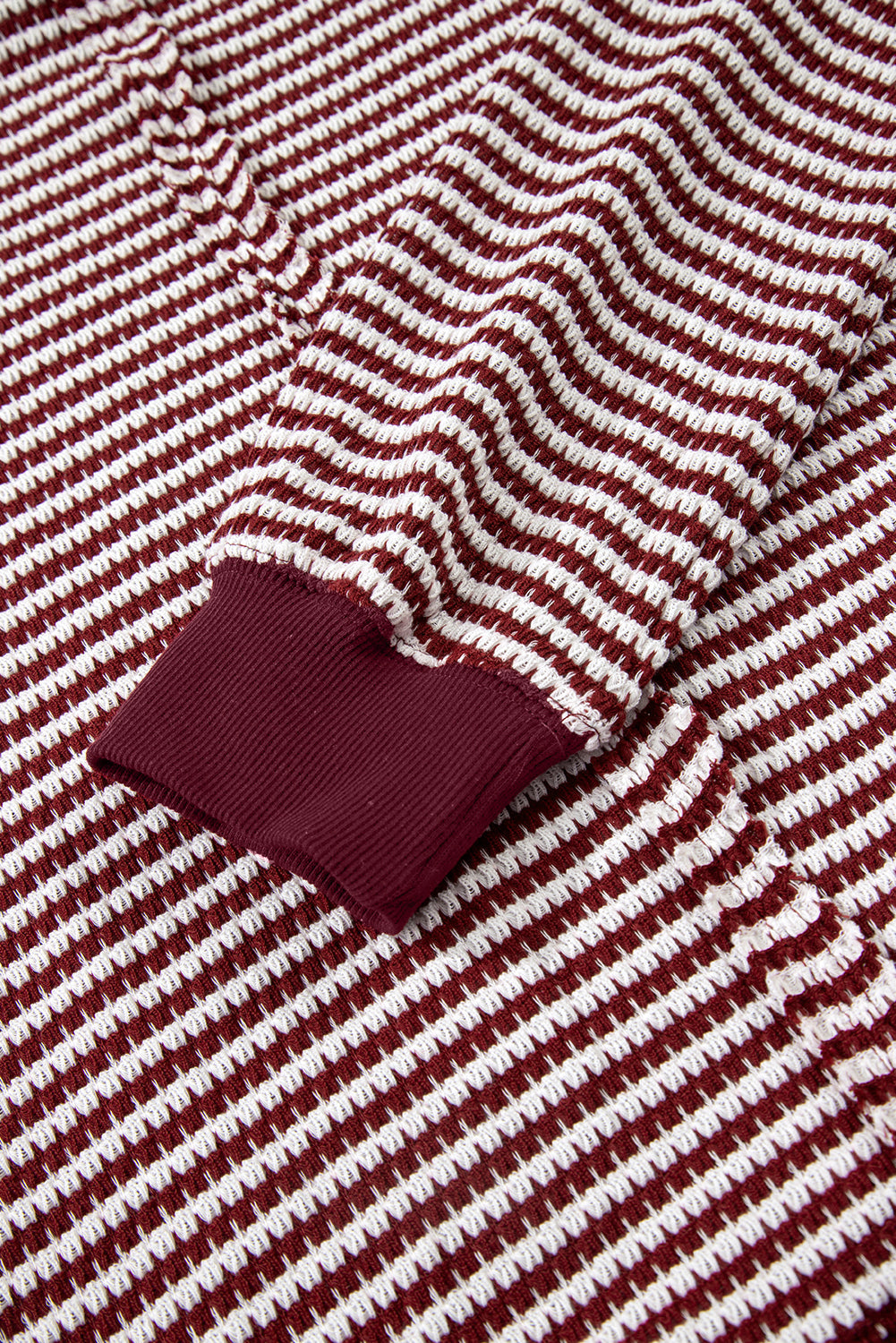 Stripe Ribbed Trim Drop Shoulder Top