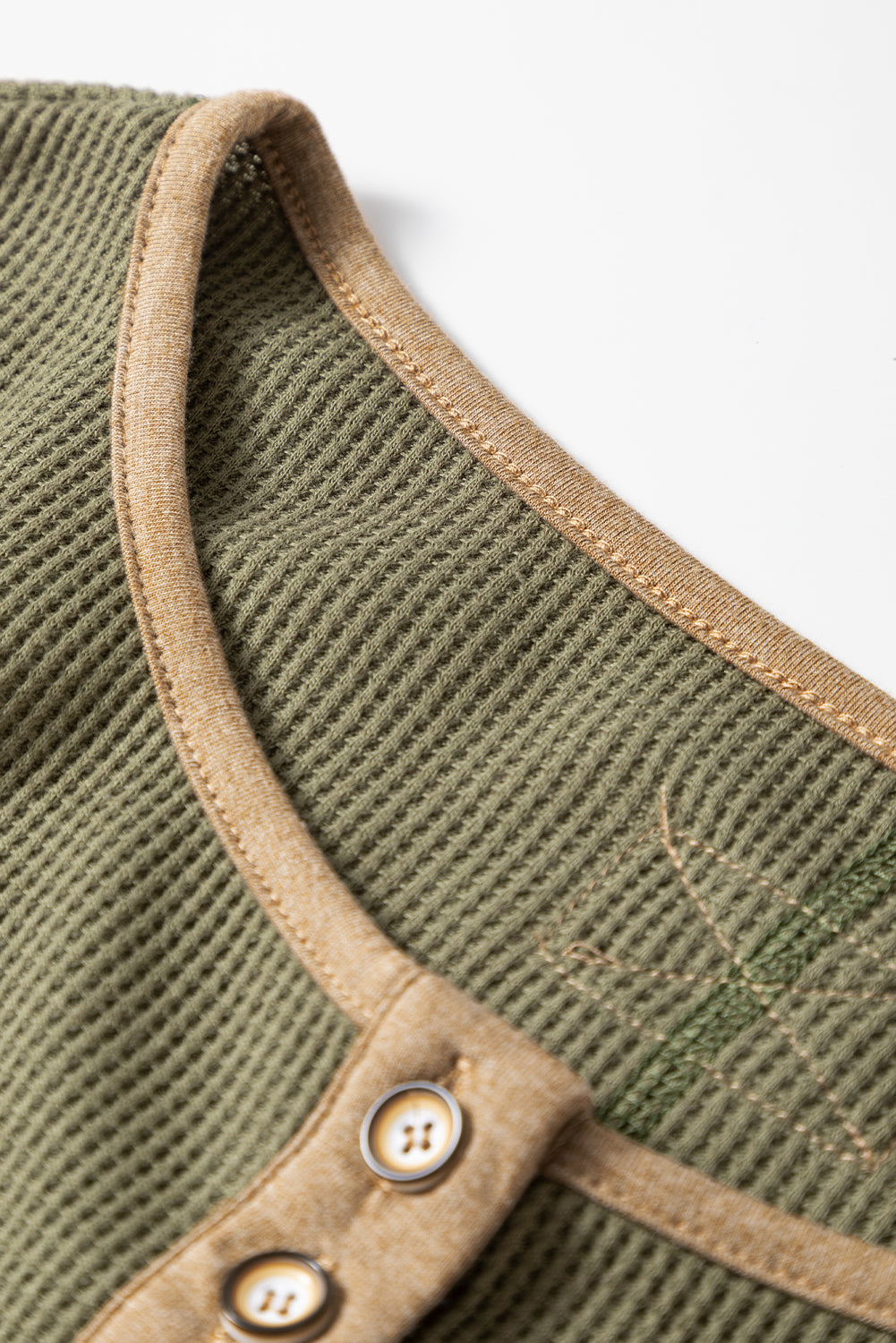 Colorblock Waffle Textured Henley Top