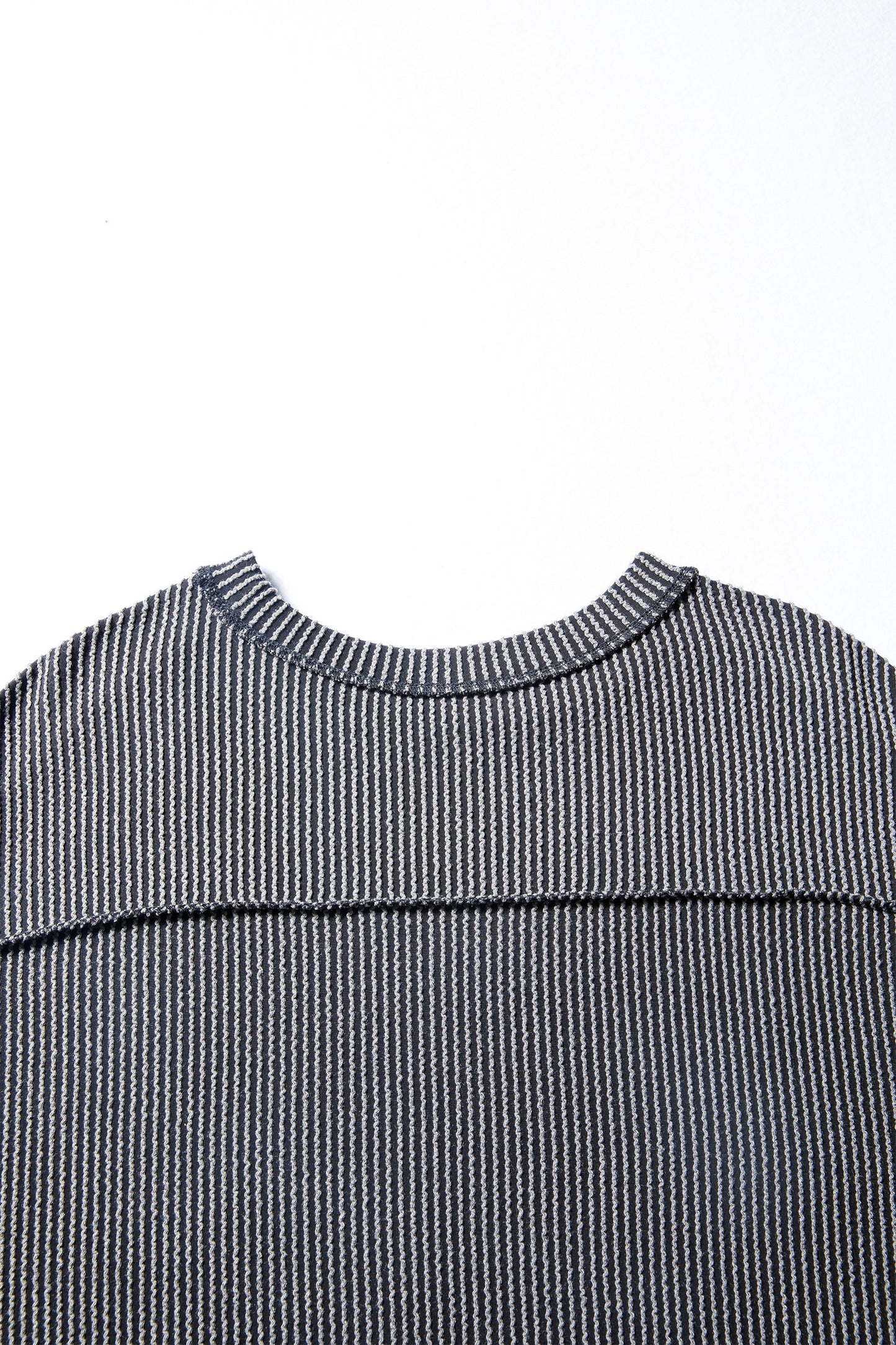 Solid Corded Knit Long Sleeve Top