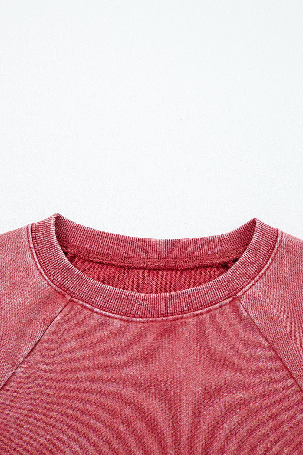 Solid Mineral Wash Raglan Sleeve Raw Hem Sweatshirt