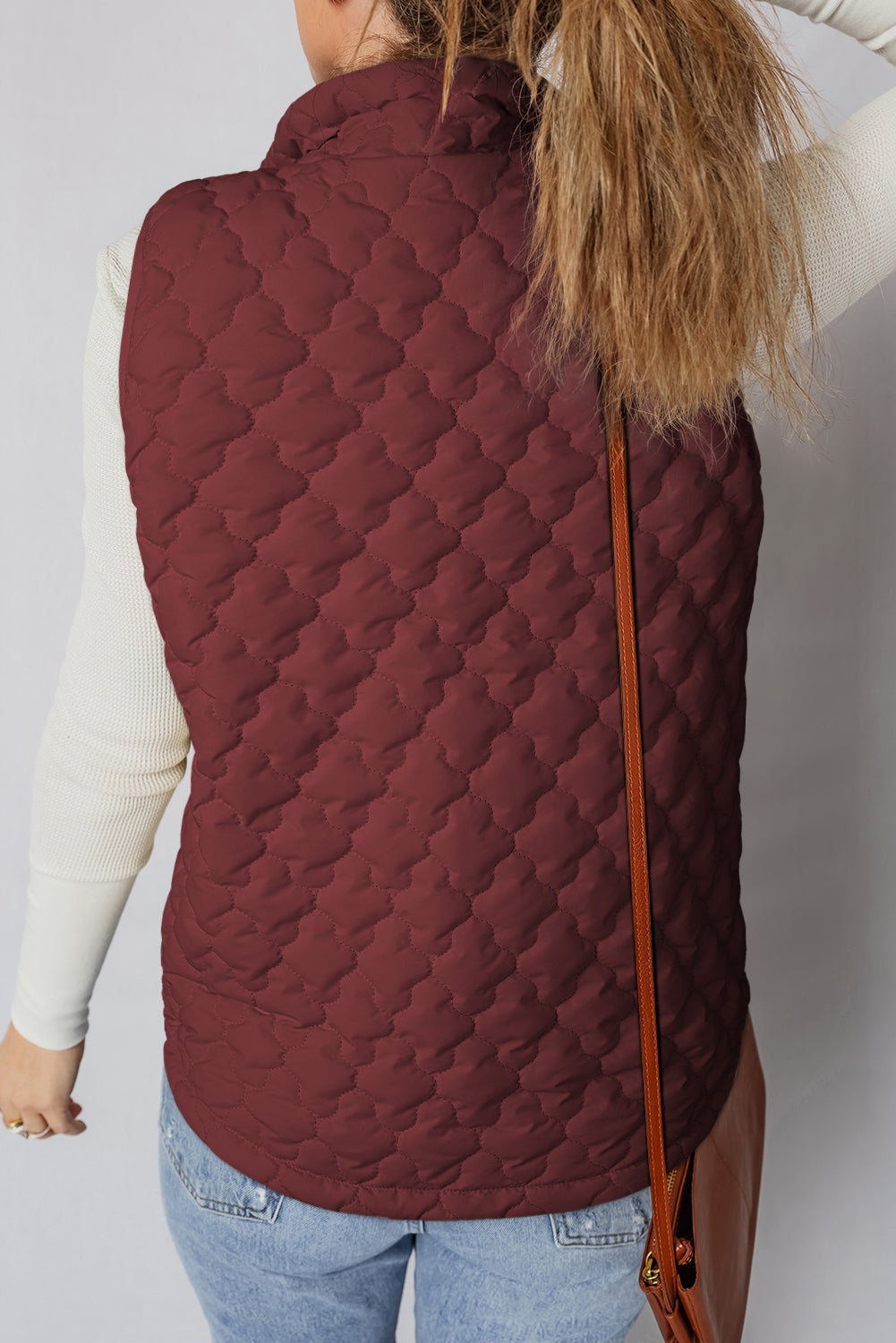 Quilted Zip-Up Snap Button Pocketed Vest