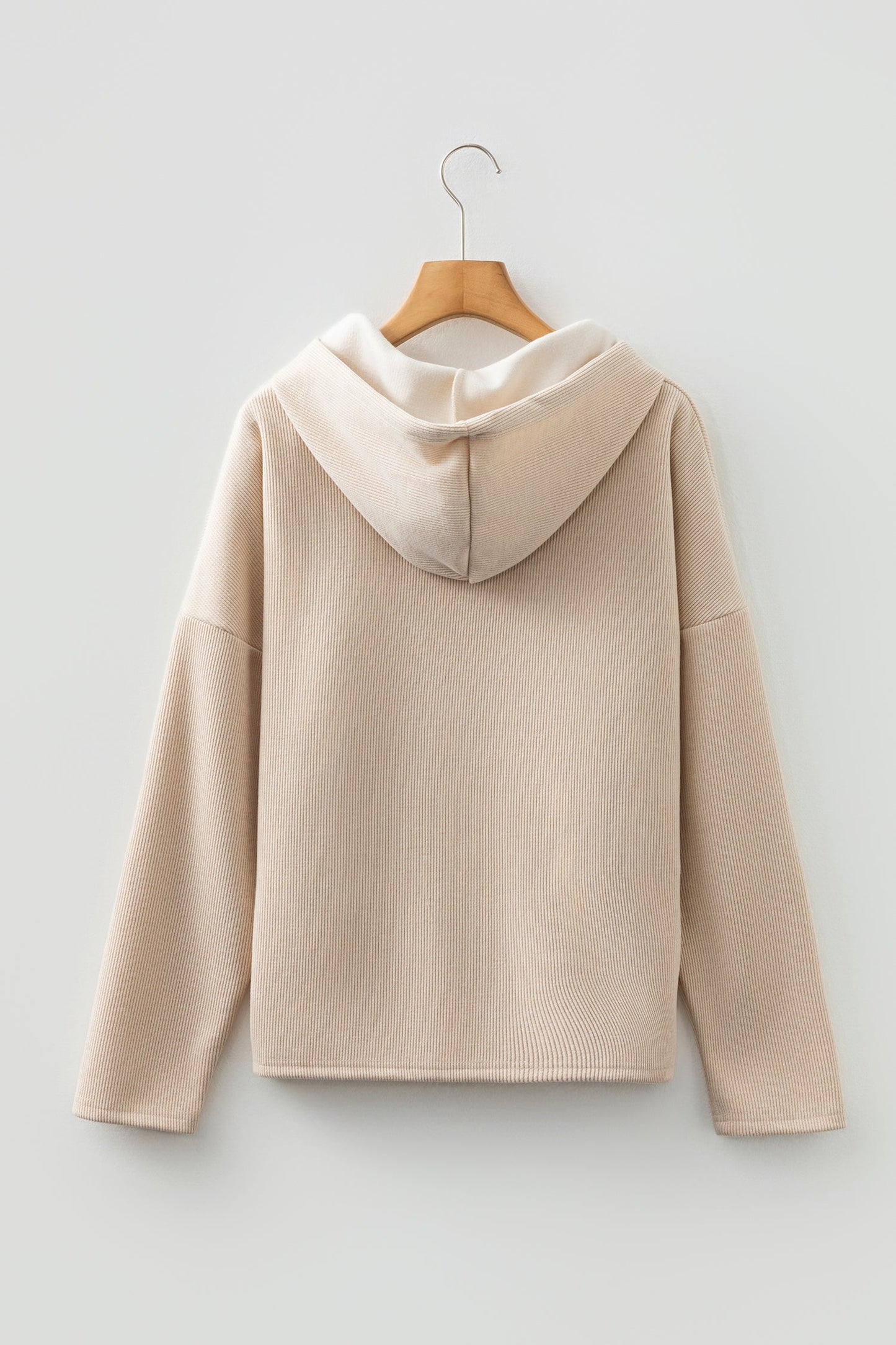 Ribbed Knit Leopard & Lace Drawstring Hoodie