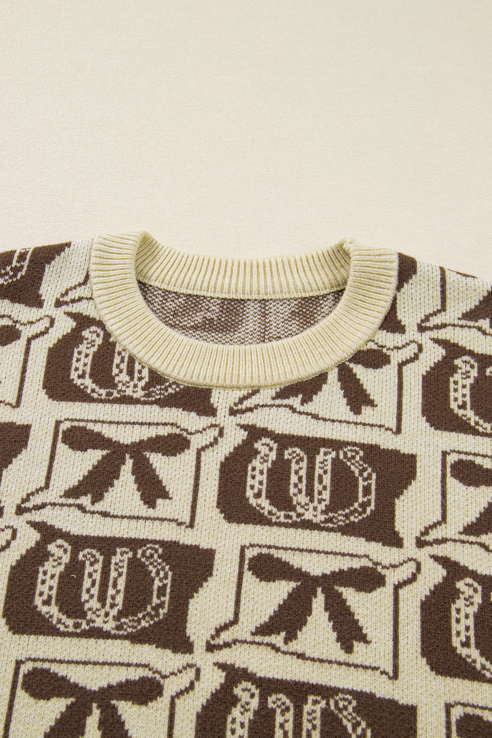 Plus Size Western Bows & Horseshoes Long Sleeve Sweater