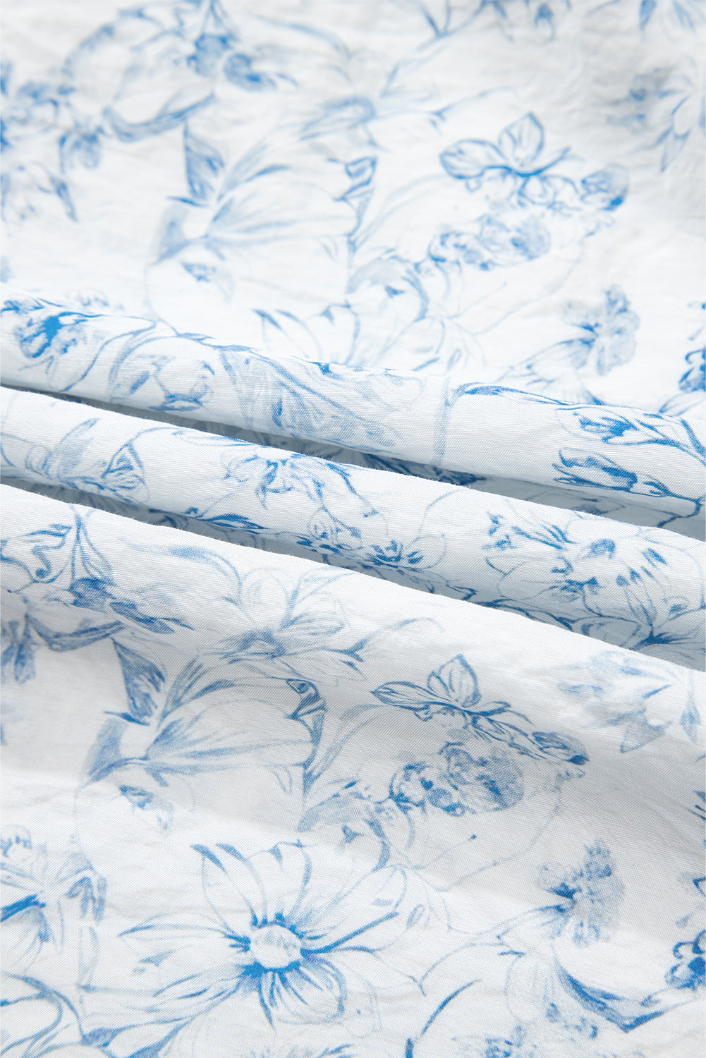 Floral Bow-Back Square Neck Ruffle Sleeve Blouse