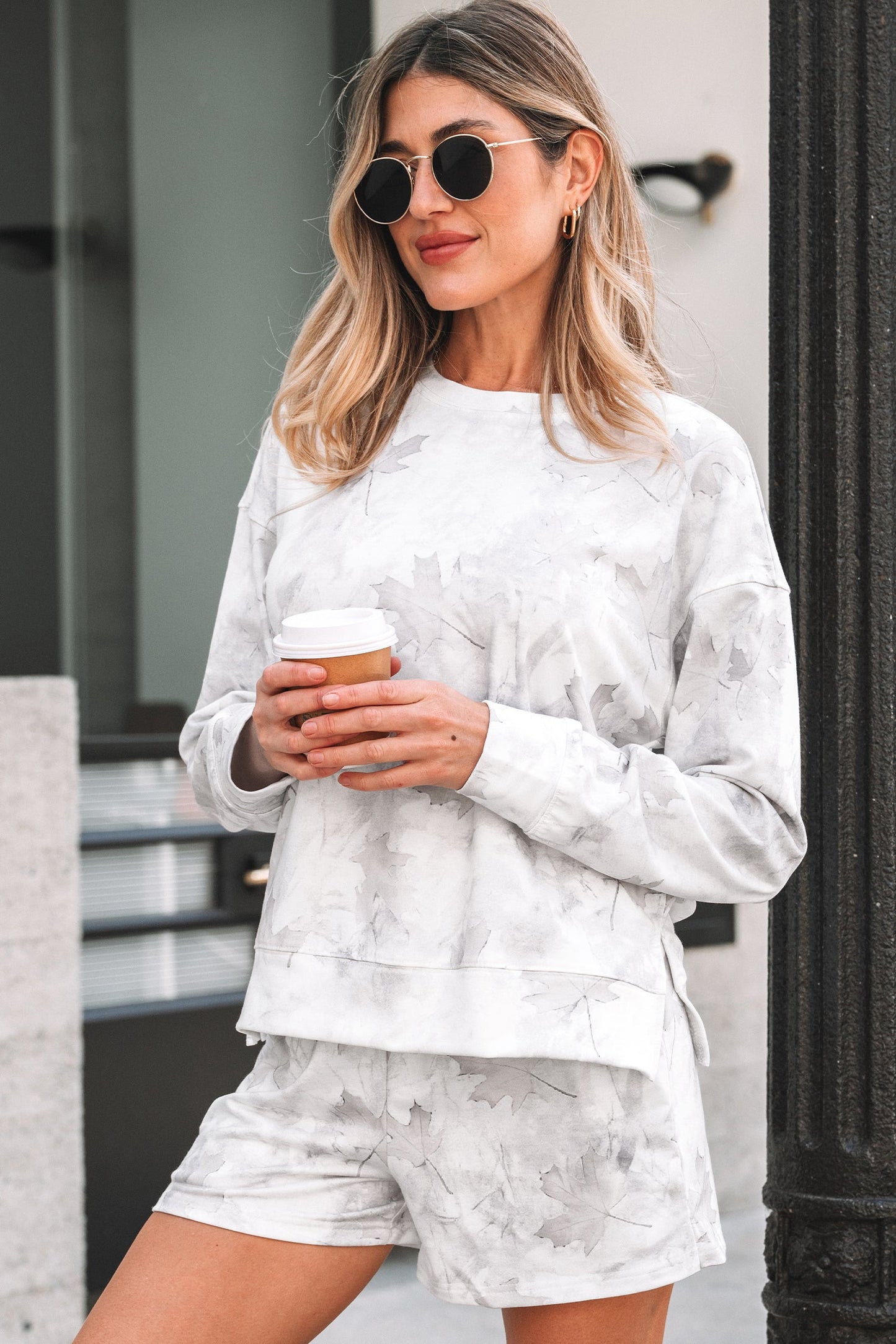 Camo Abstract Top and Elastic Waist Short Set