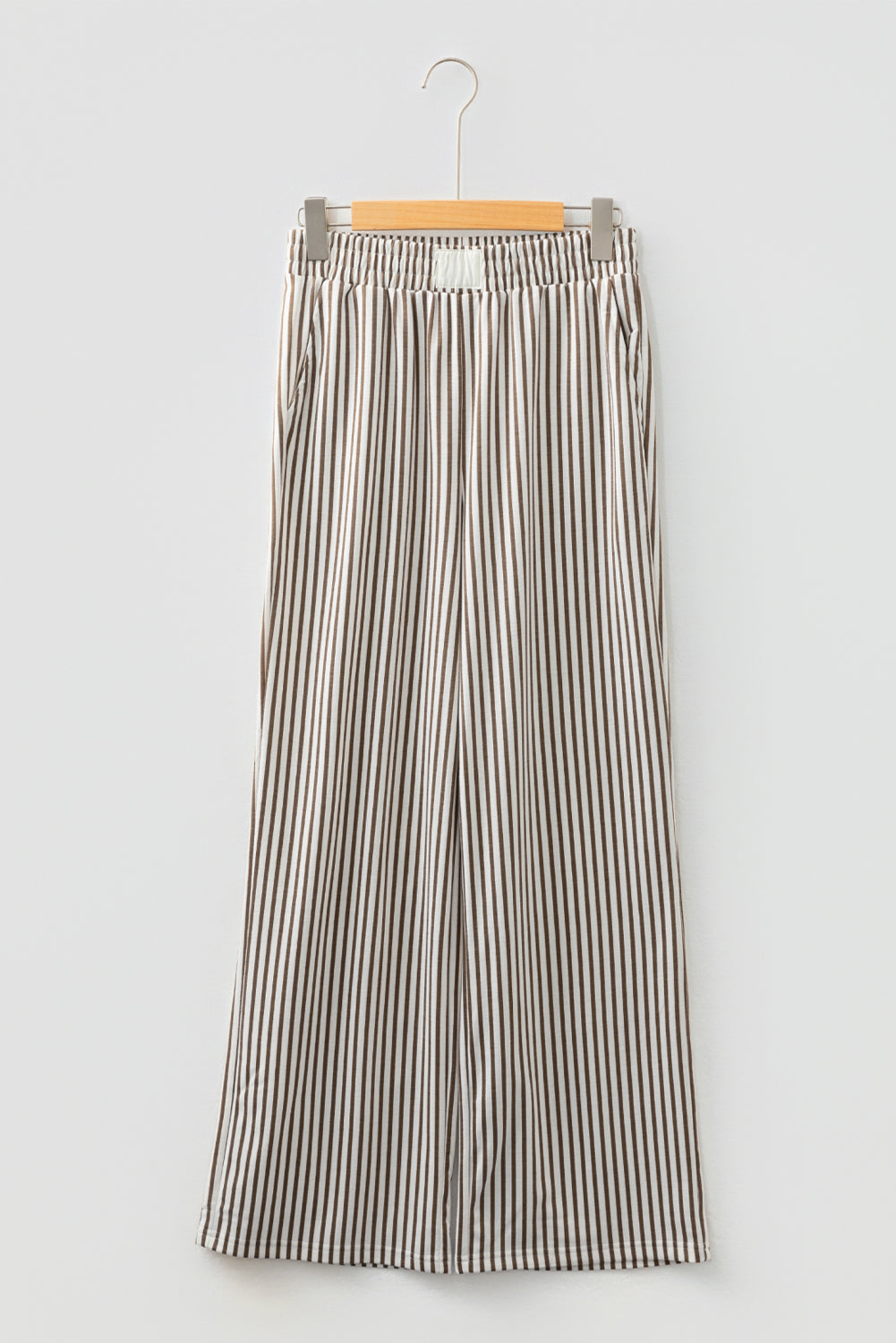 Stripe Pocketed Elastic High Waist Pants
