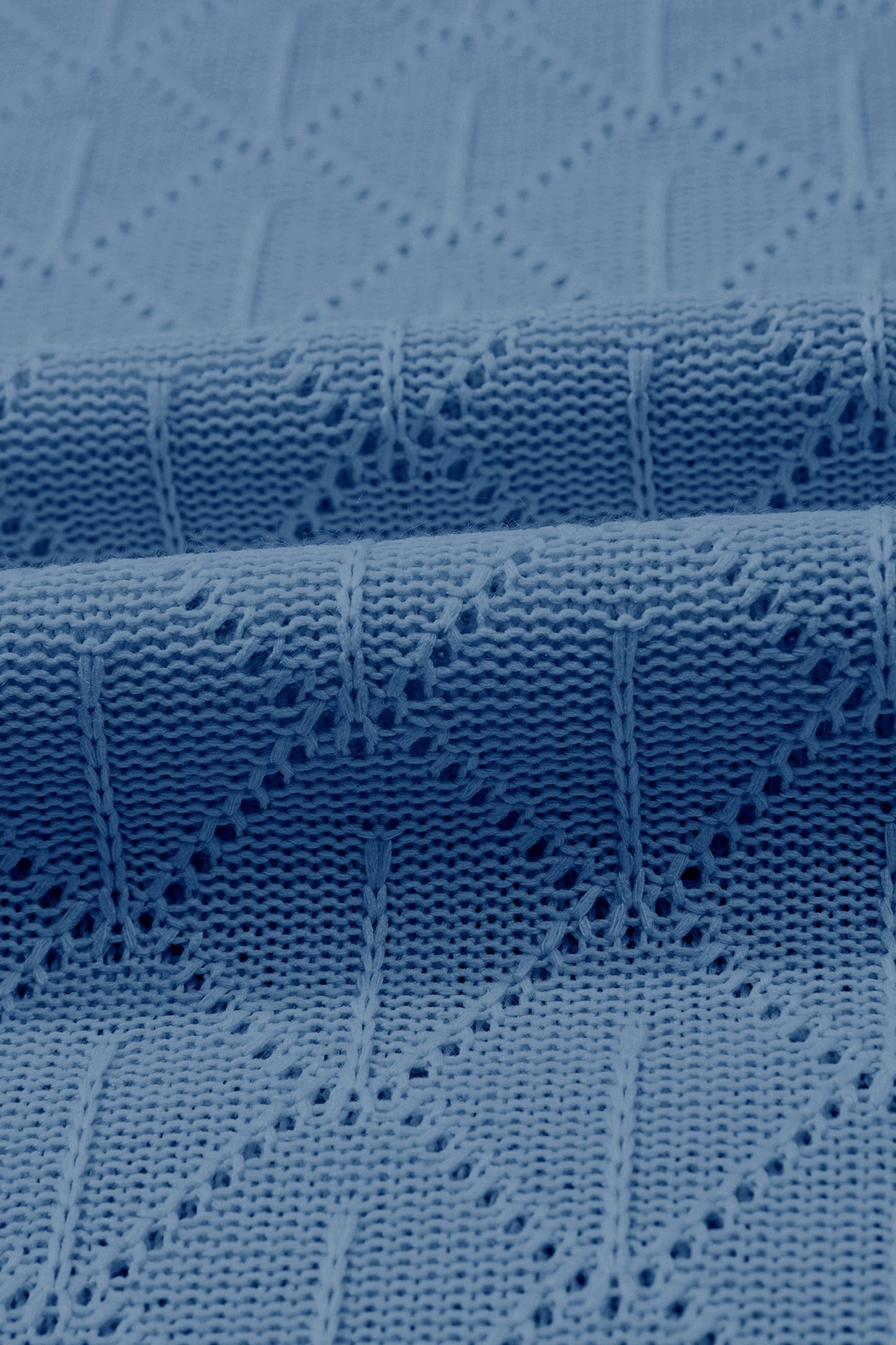 Plus Size Rhombus Pointelle Knit V-Neck Top