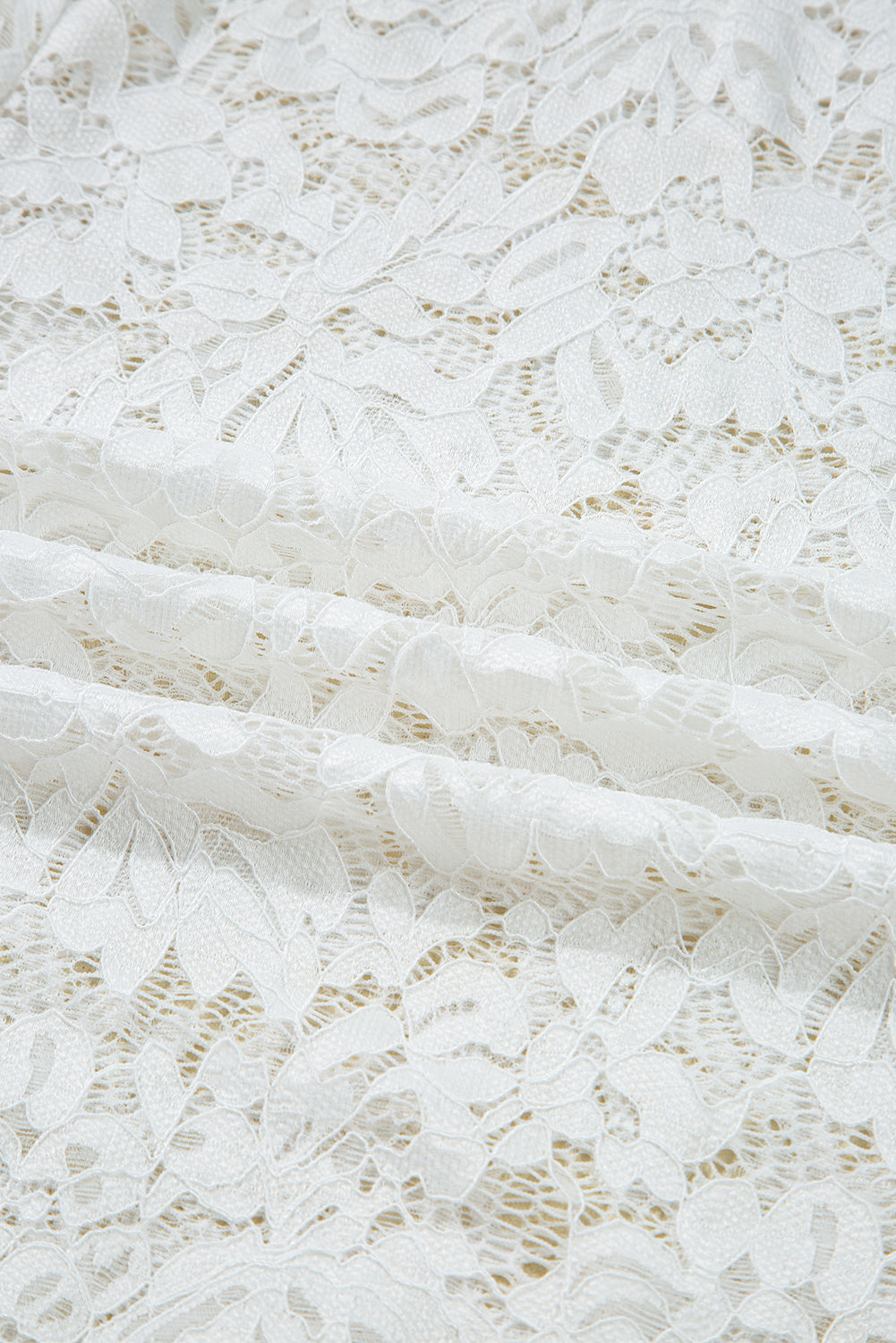 Solid Lace Crochet Bell Sleeve Blouse