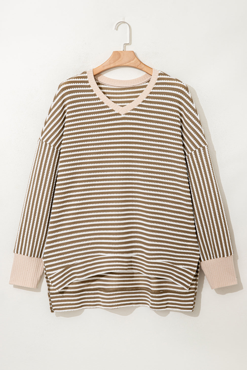 Plus Size Stripe Textured Dolman Sleeve Top