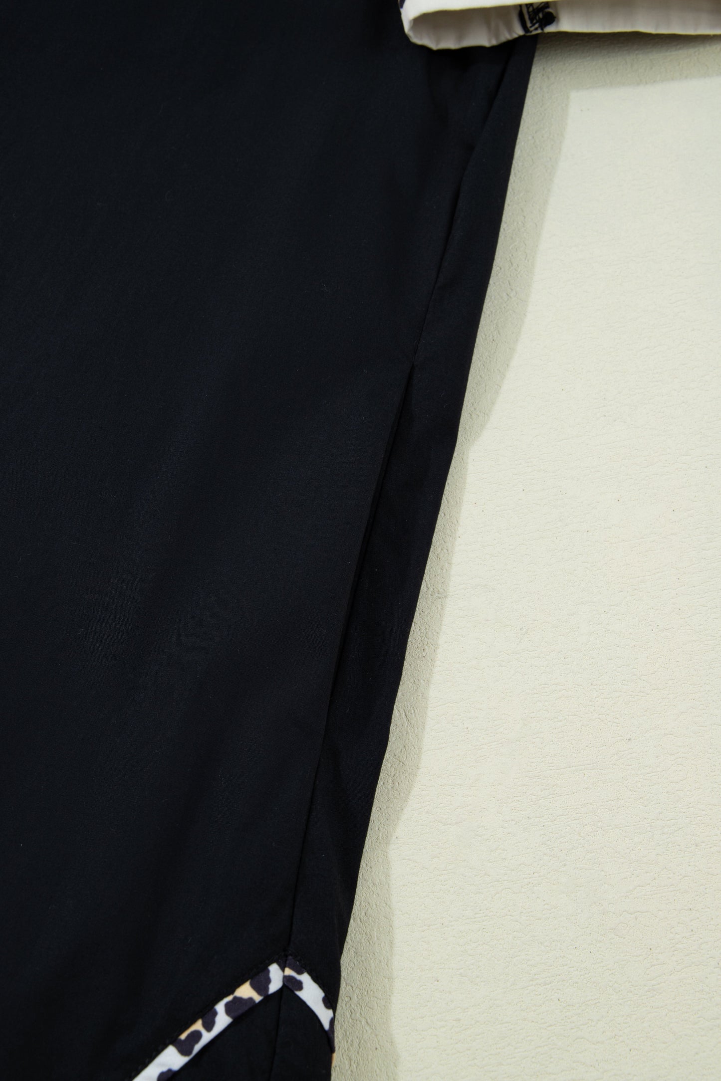 Leopard Trim Short Puff Sleeve Mini Dress