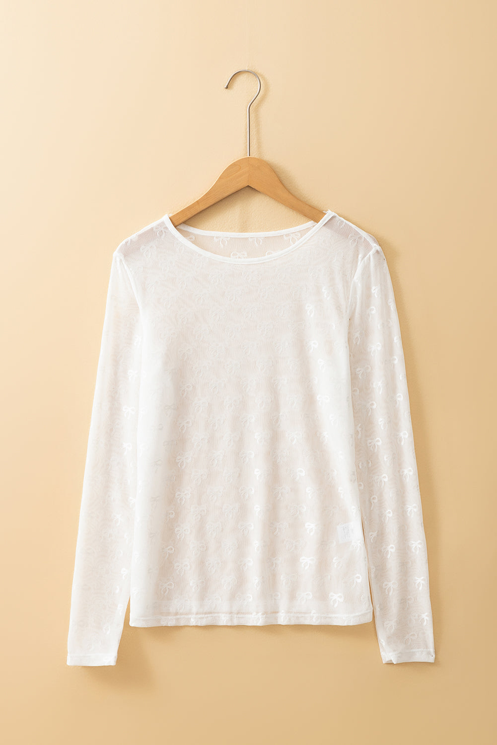 Bow Mesh Long Sleeve Top