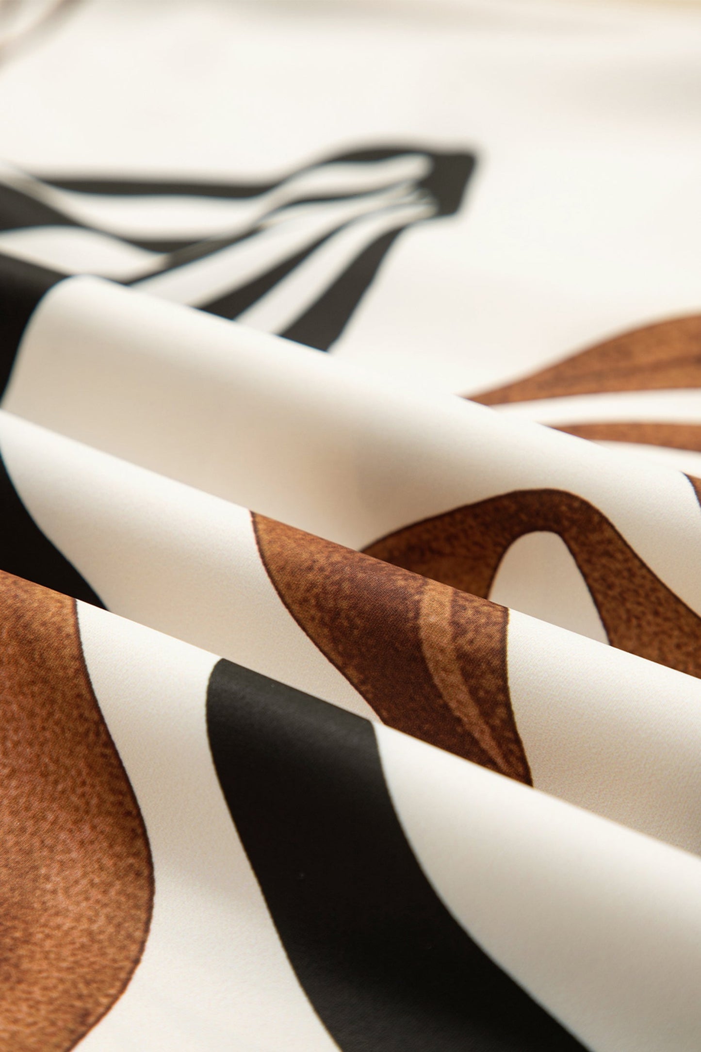 Abstract V-Neck Puff Sleeve Blouse