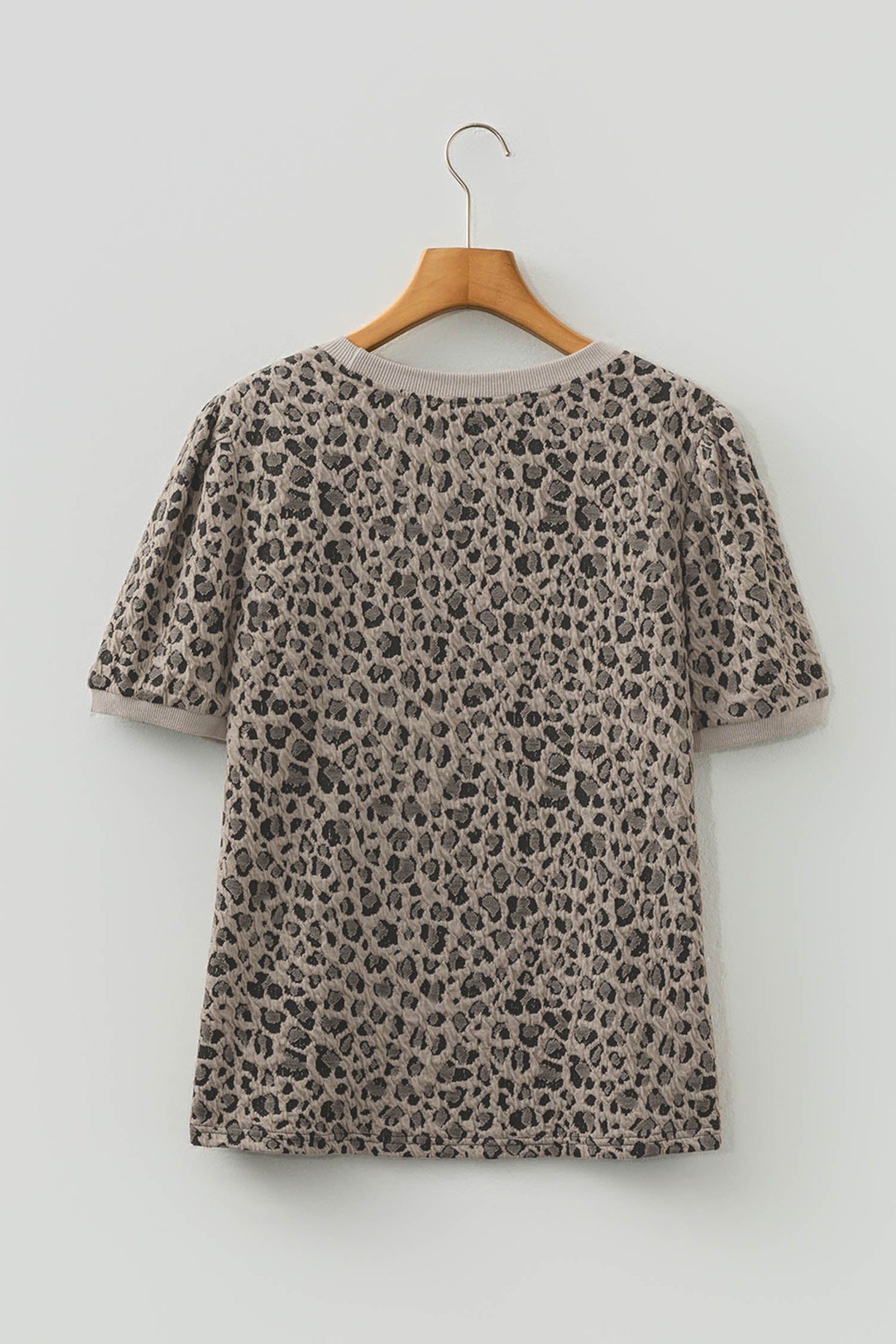 Leopard Textured Crewneck Short Sleeve Top