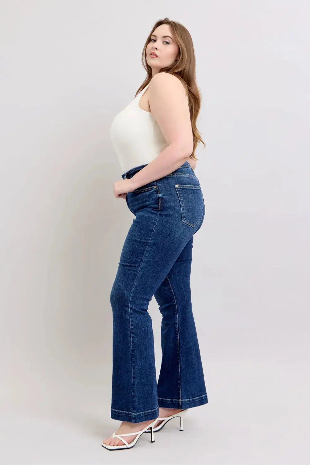 Full Size High Rise Flare Judy Blue Jeans with Pockets