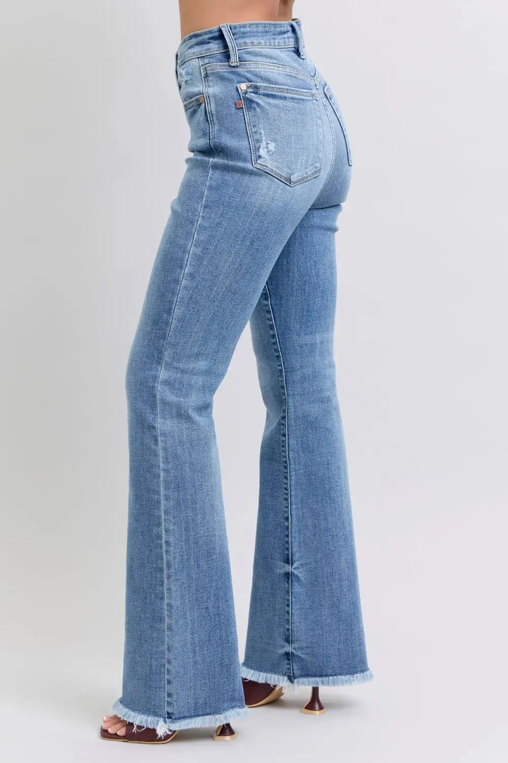 Raw Hem High Rise Bootcut Judy Blue Jeans – Full Size Fit