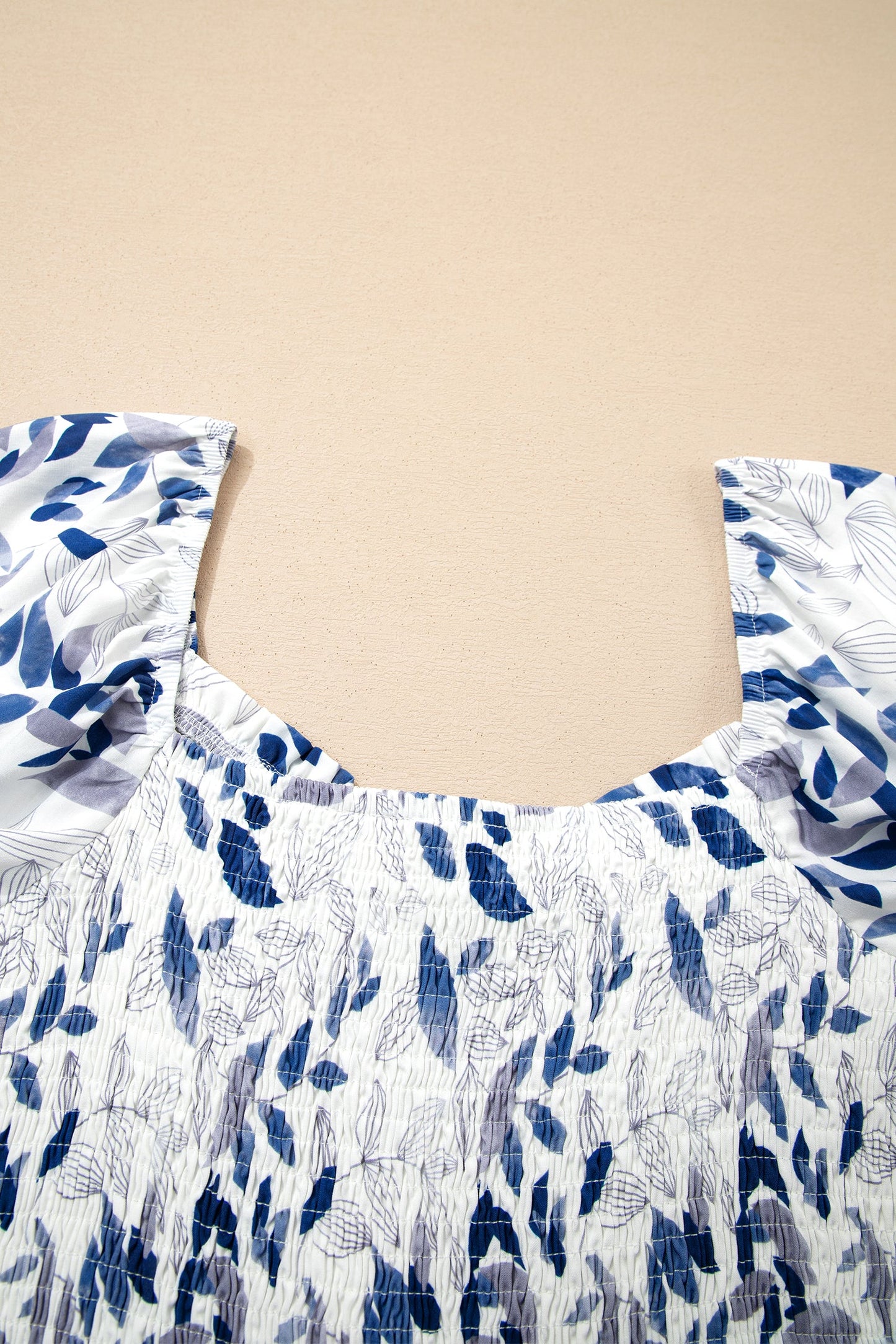 Floral Smocked Puff Sleeve Tiered Midi Dress