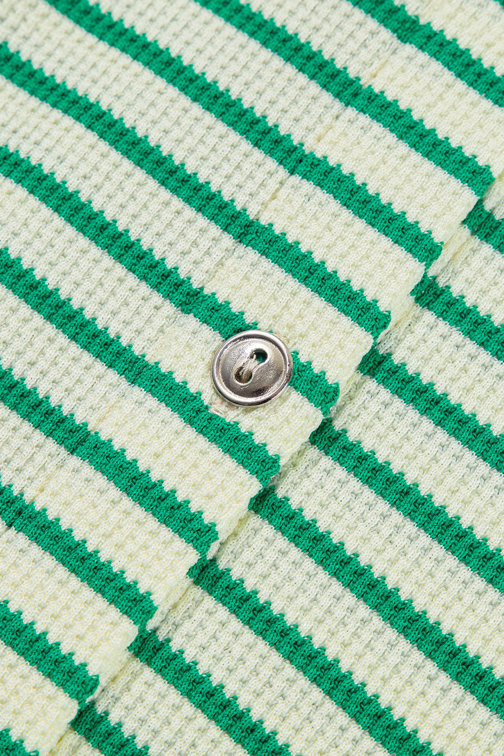 Stripe Short Sleeve Buttoned Collar Belted Romper