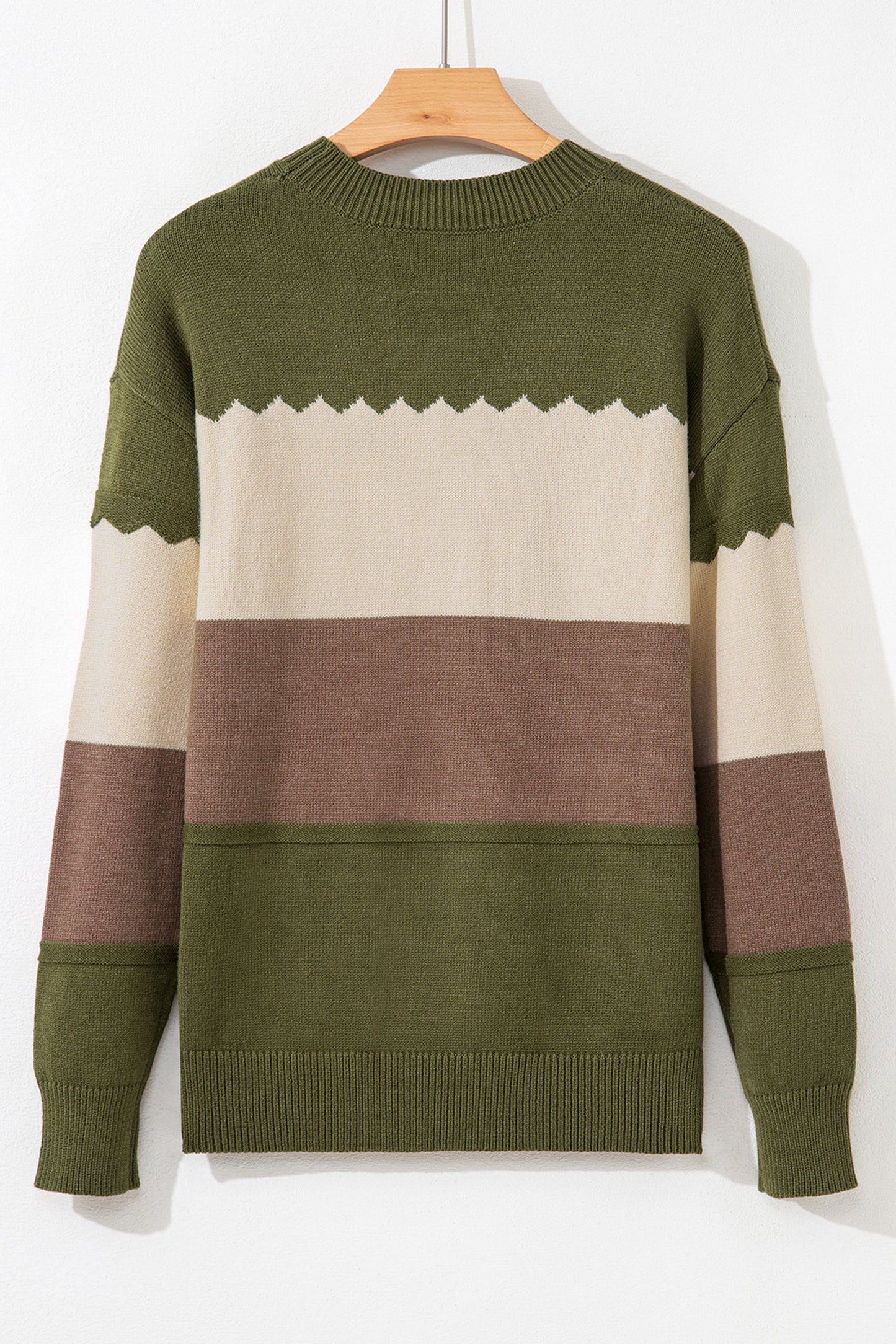 Colorblock Crew Neck Drop Shoulder Sweater