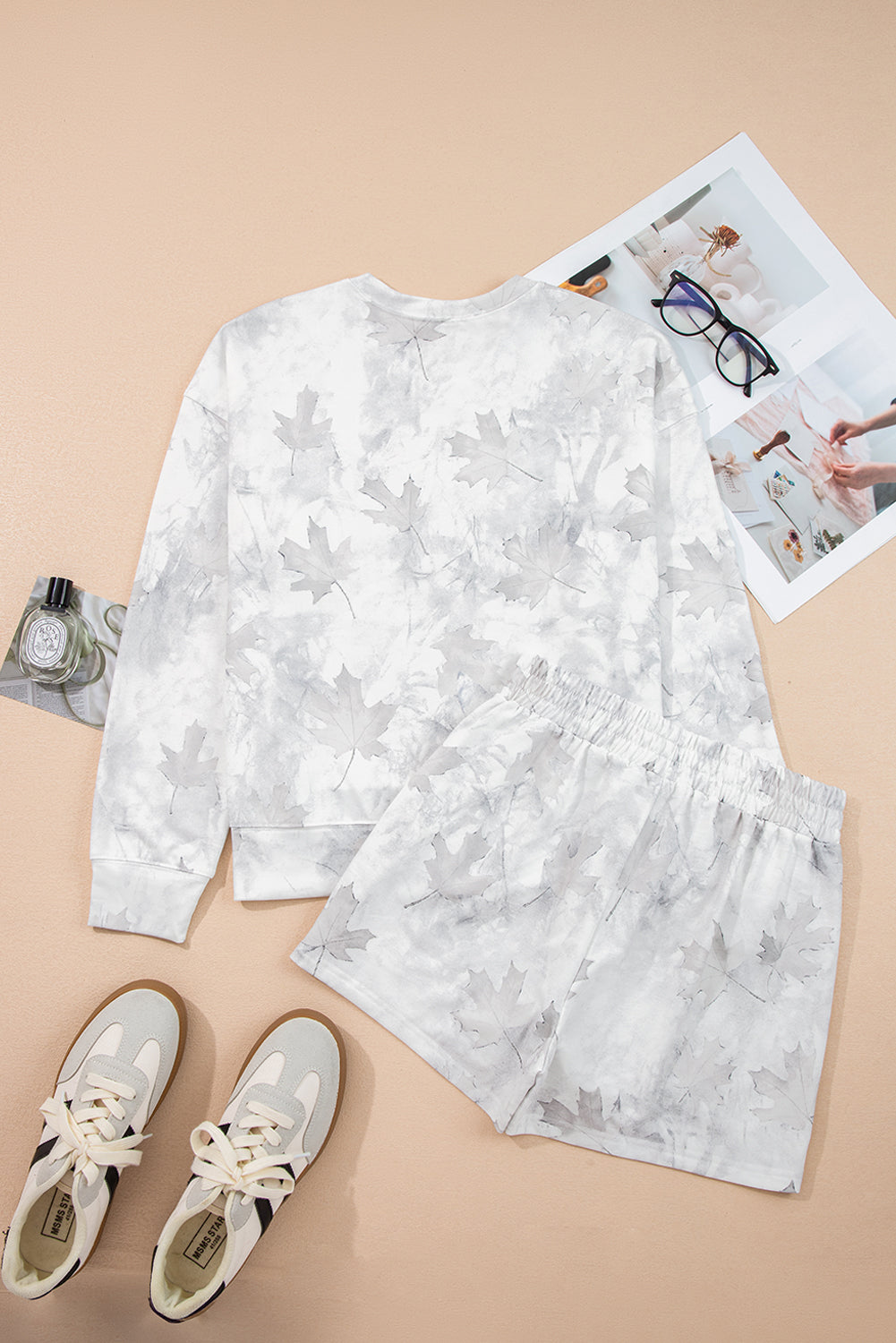 Camo Abstract Top and Elastic Waist Short Set