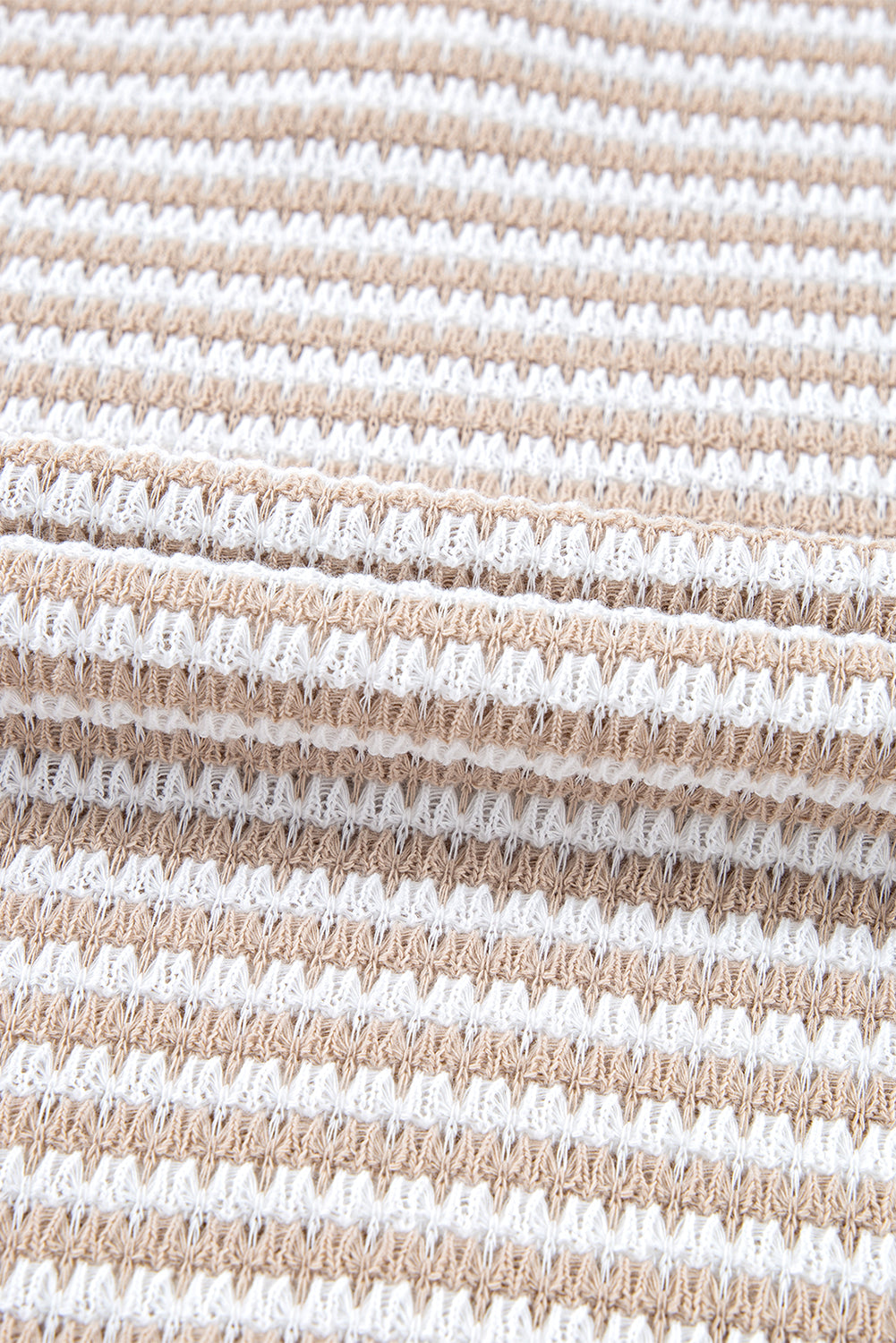 Stripe Button Front V-Neck Knitted T-Shirt