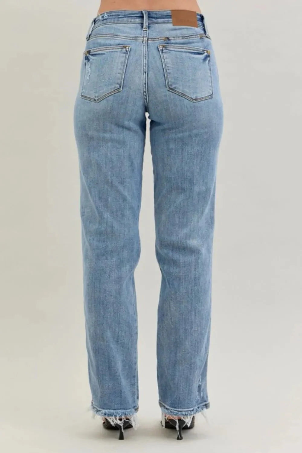 Judy Blue Jeans - Frayed Hem Cell Phone Pocket Dad Jeans