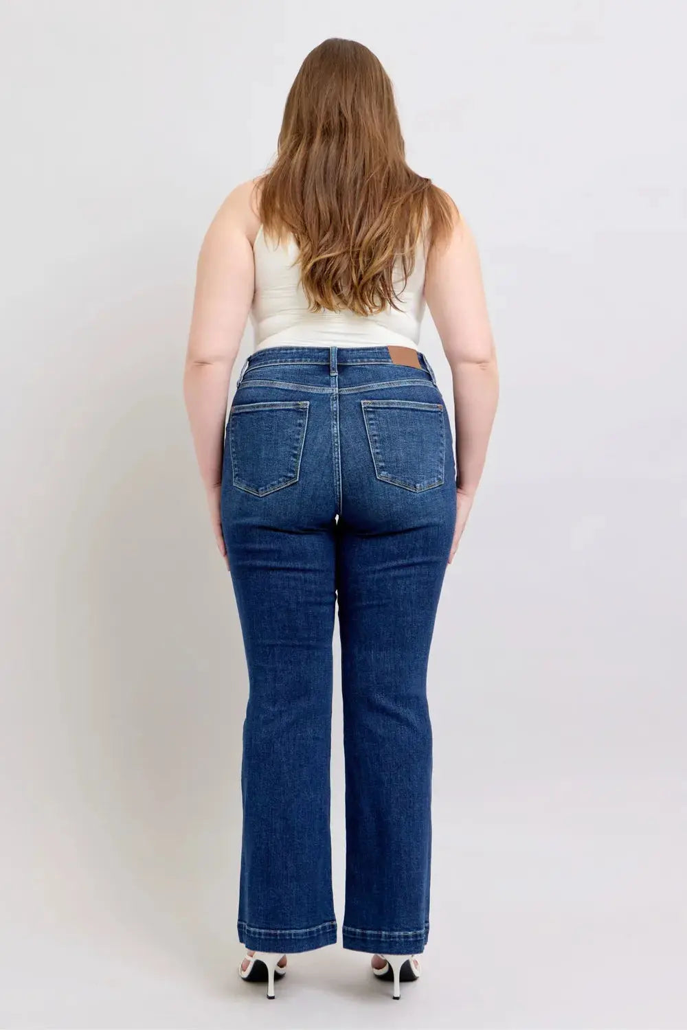 Full Size High Rise Flare Judy Blue Jeans with Pockets