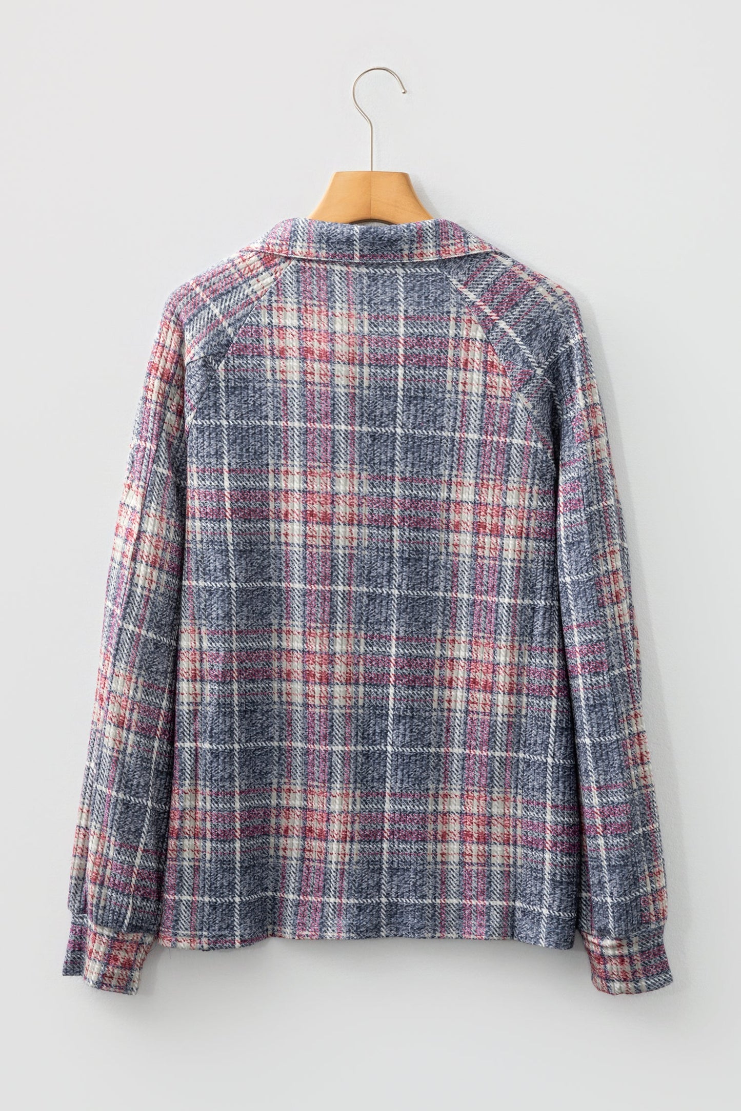 Plaid Textured Button-Up Chest Pocket Shirt