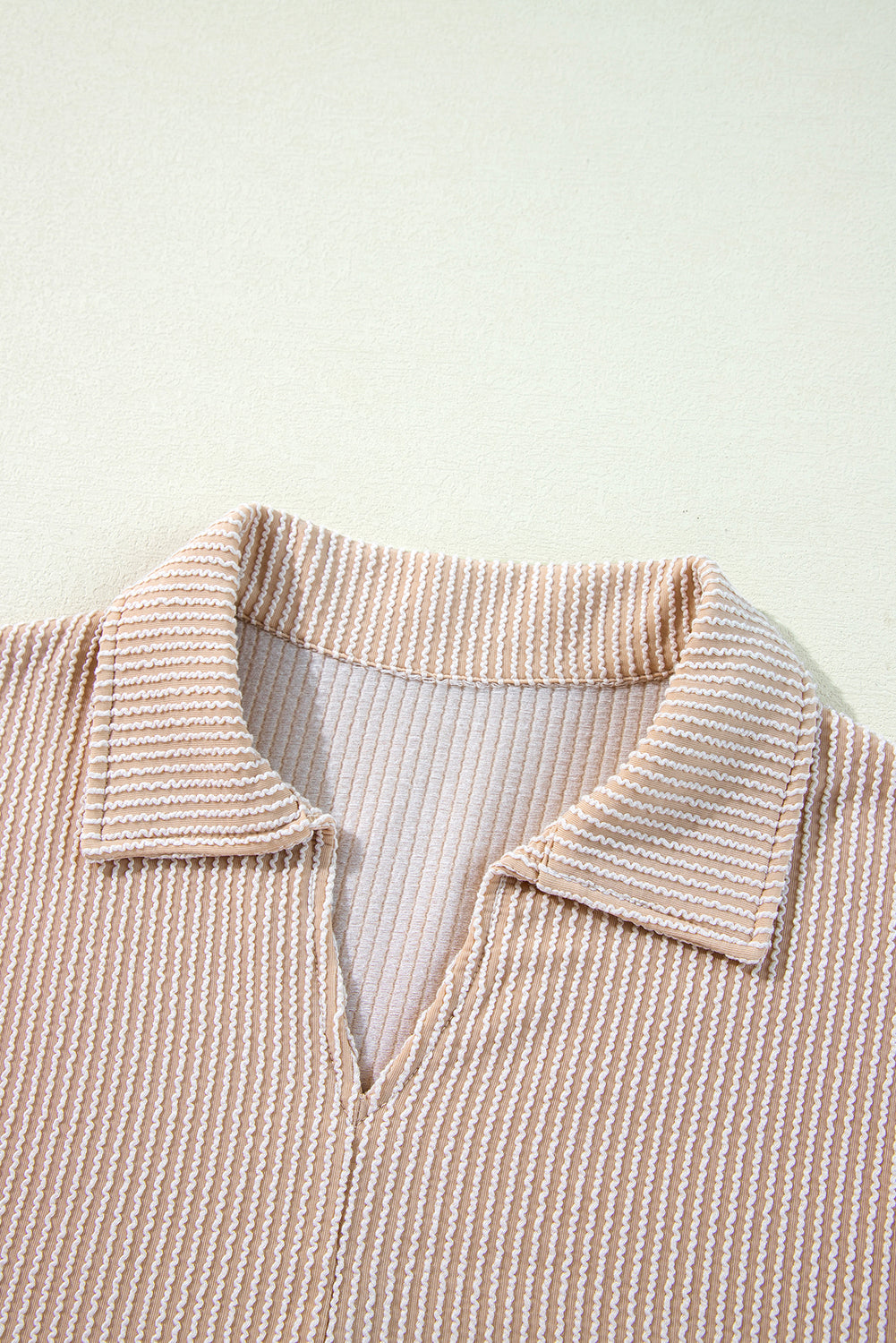 Corded V-Neck Bubble Sleeve Babydoll Blouse