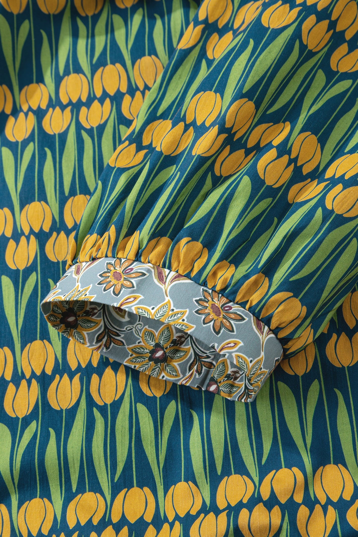 Plus Size Floral Stripe Trim 3/4 Sleeve Mini Dress