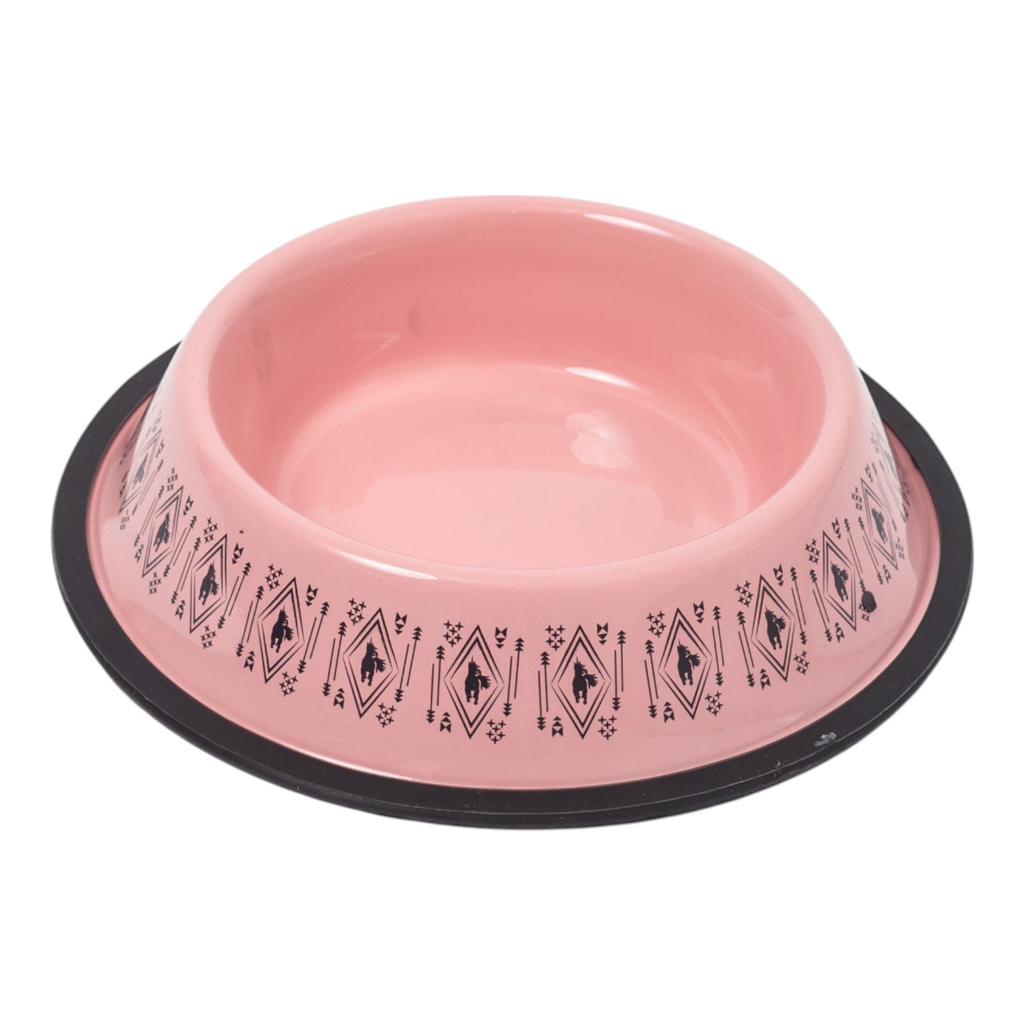 Non-Skid Boho Stainless Steel Dog Bowl – with Whimsical Unicorn Design, Silicone Base for Medium Dogs – 24oz