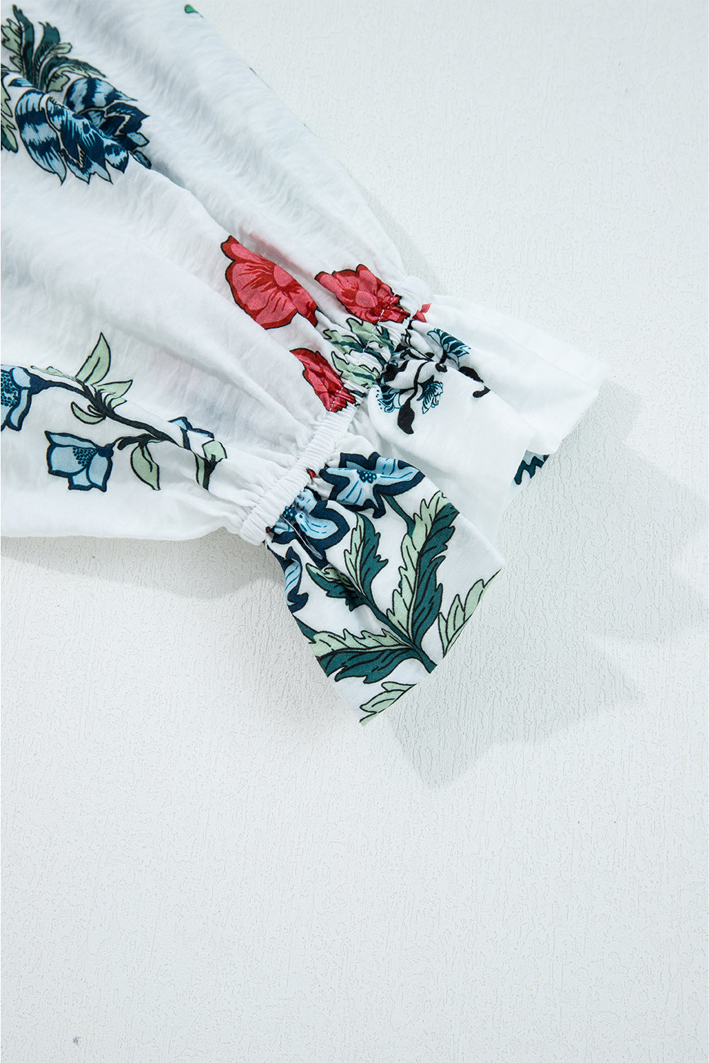 Floral Frilled V-Neck Long Sleeve Buttoned Shirt