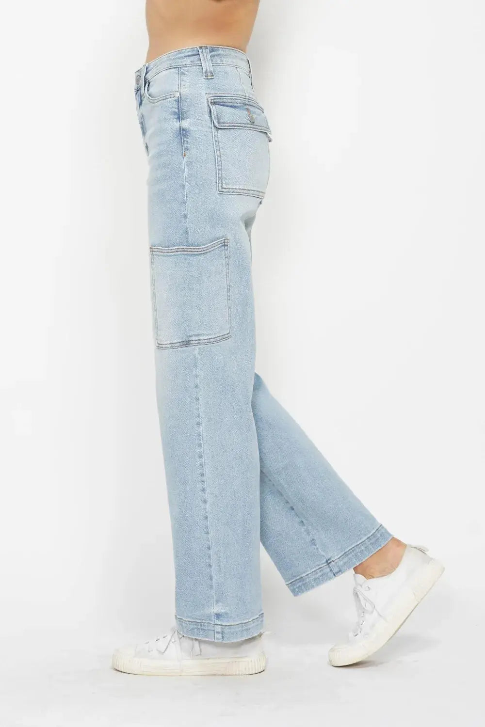 High Waist Cargo Pocket Straight Leg Judy Blue Jeans – Full Size