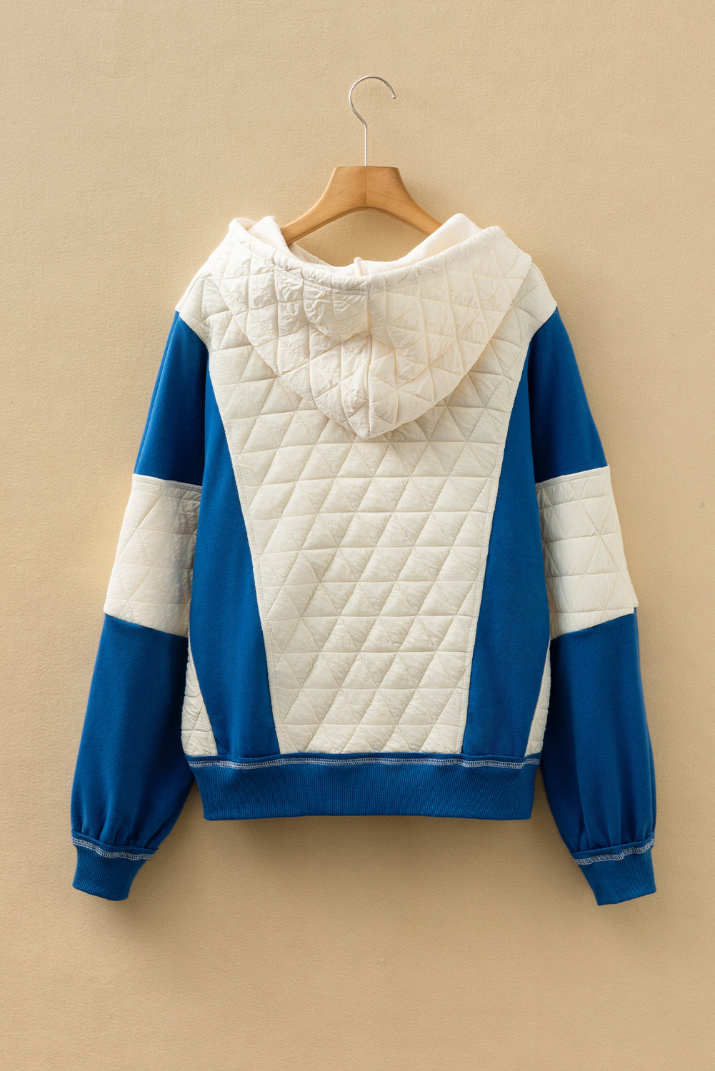 Colorblock Quilted Fleece Patchwork Oversize Hoodie