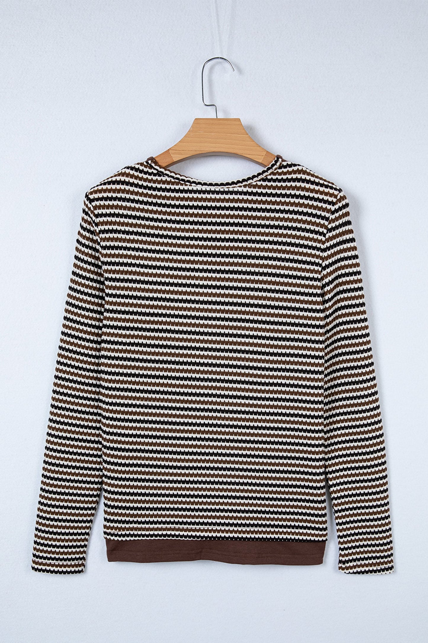 Stripe Textured Knit Long Sleeve T-Shirt