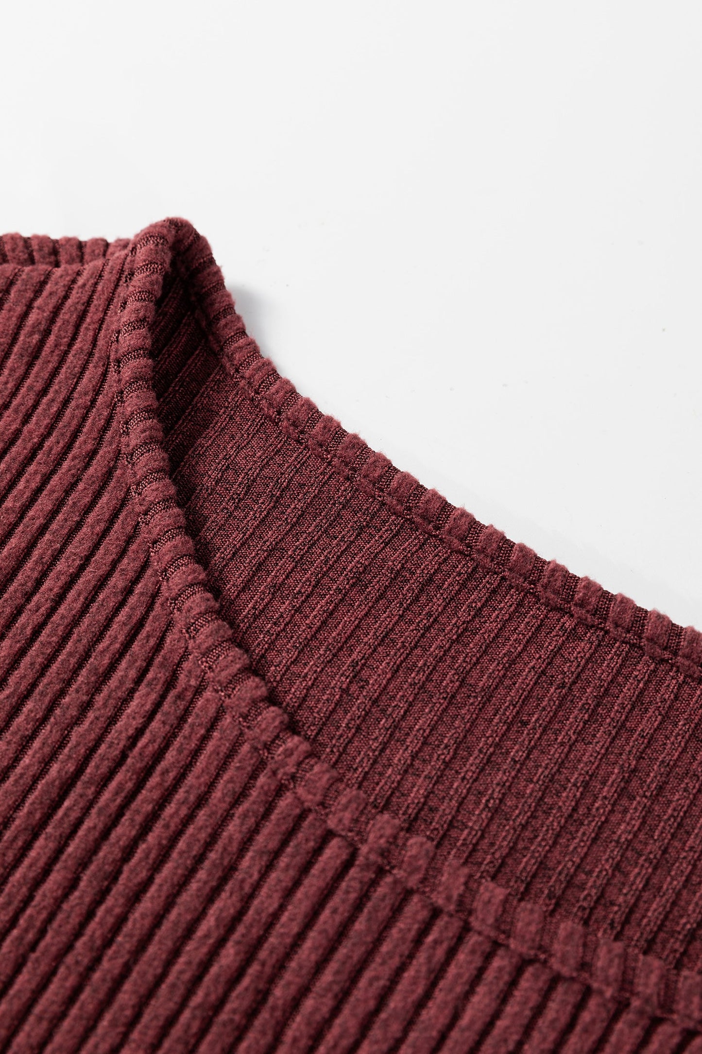 Plus Size Ribbed Button Decor Long Sleeve Top