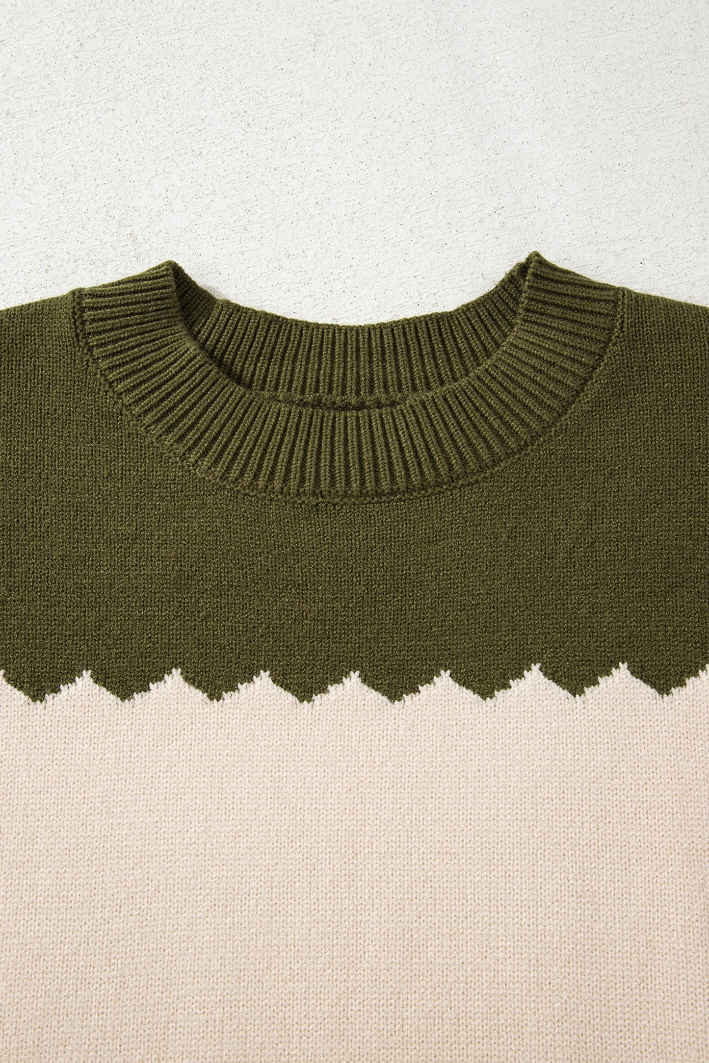 Colorblock Crew Neck Drop Shoulder Sweater