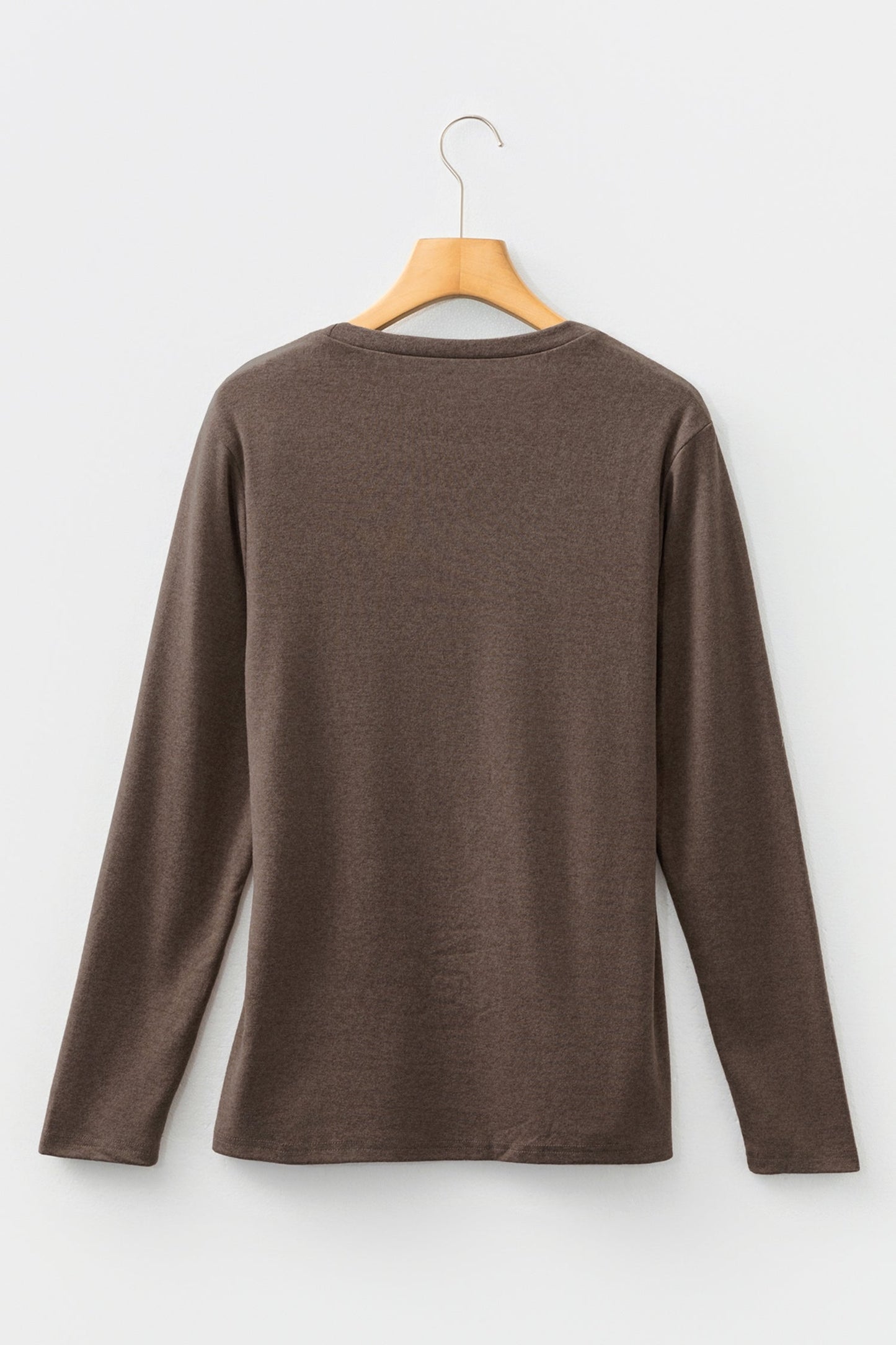 Solid Reverse Seam Crew Neck Long Sleeve Top