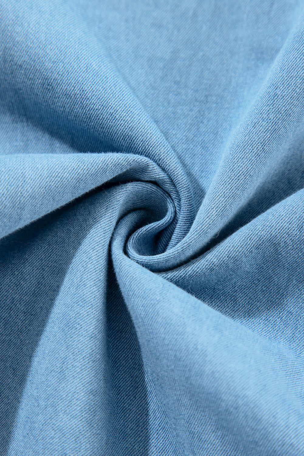 Denim Ruffle V-Neck Buttoned Mini Dress