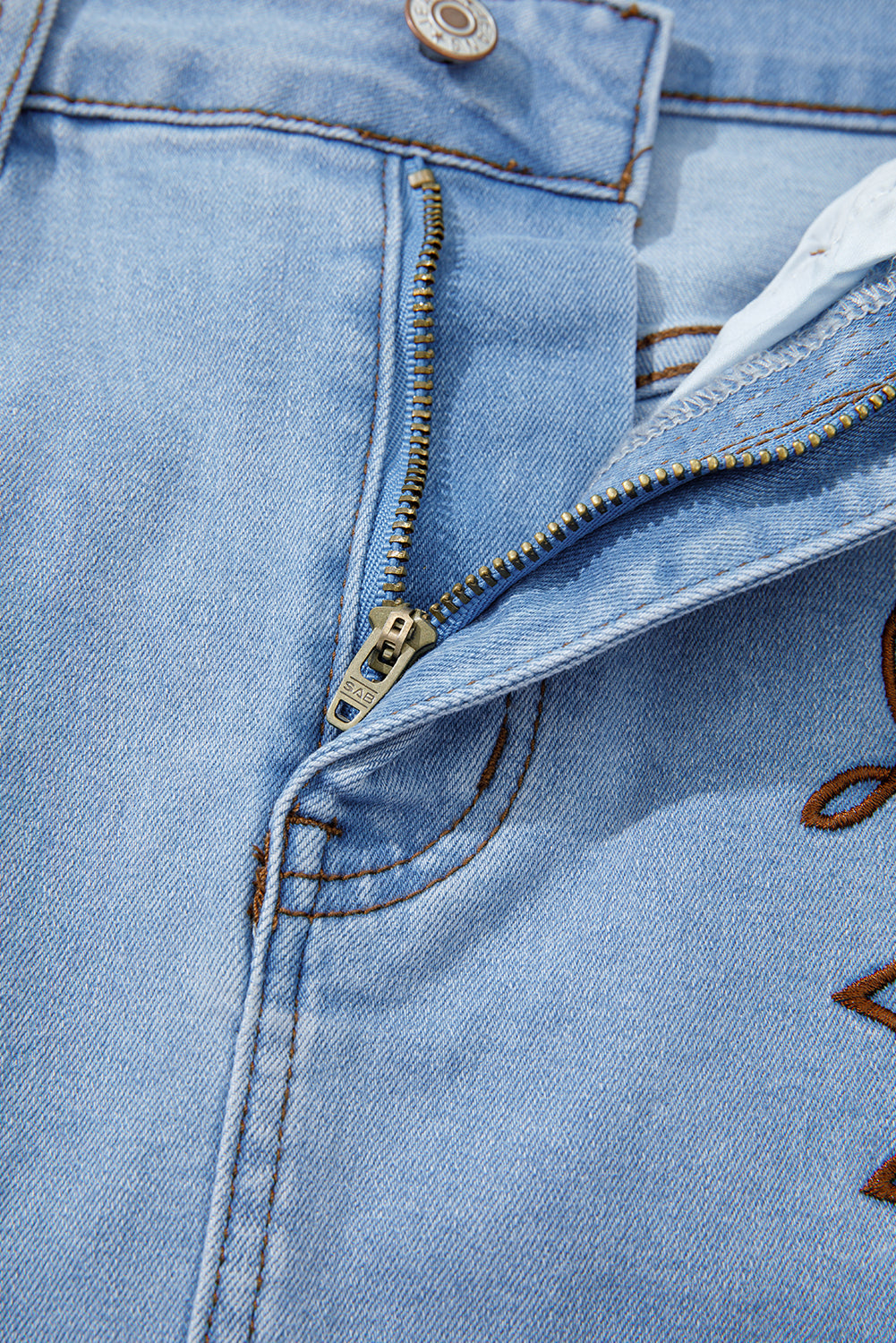 Western Embroidered Denim Mini Skirt