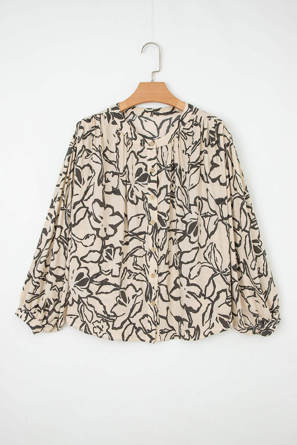 Floral Batwing Sleeve Button-Up Shirt