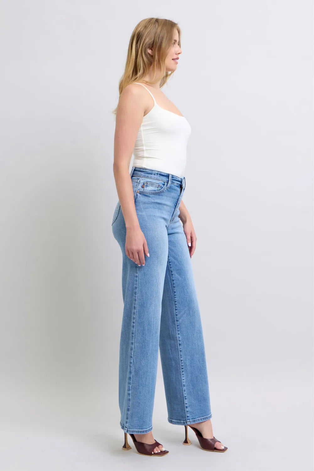 Full Size High Waist Wide Leg Judy Blue Jeans with Functional Pockets