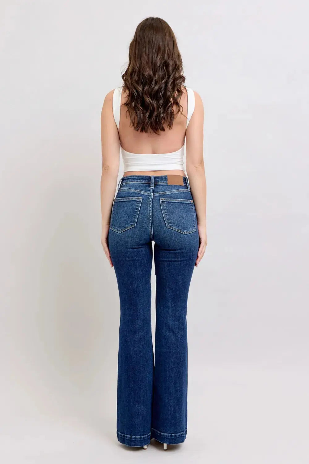 Full Size High Rise Flare Judy Blue Jeans with Pockets