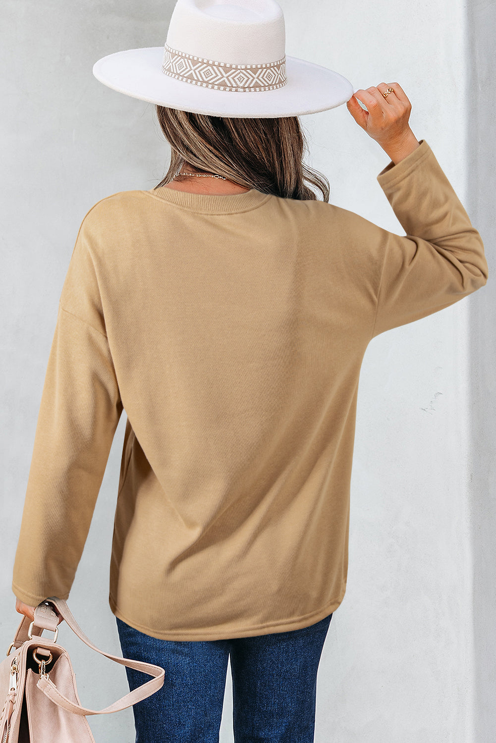 88 Drawstring Hem Long Sleeve Top