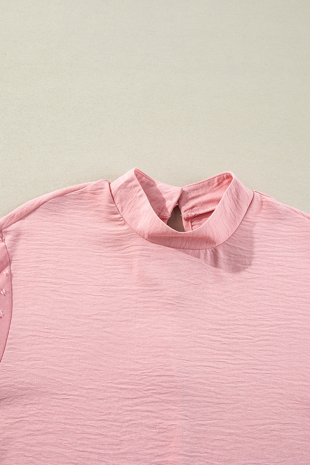 Solid Swiss Dot Balloon Sleeve Blouse