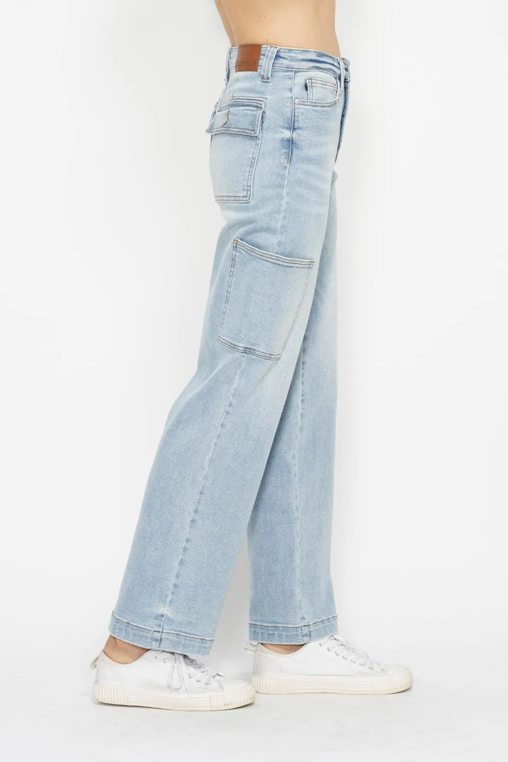 High Waist Cargo Pocket Straight Leg Judy Blue Jeans – Full Size