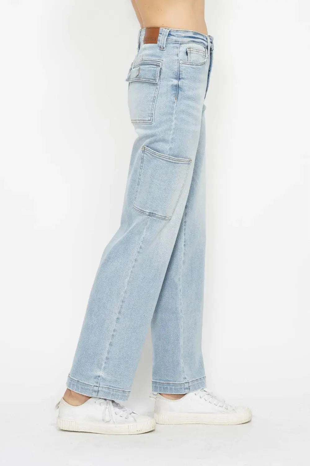 High Waist Cargo Pocket Straight Leg Judy Blue Jeans – Full Size
