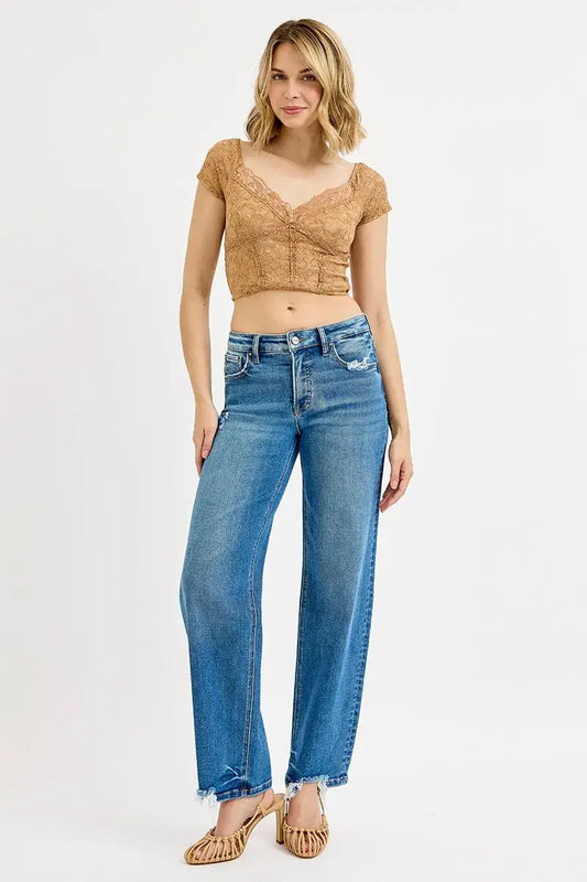 Full Size/Plus Size Mid Rise Baggy RISEN Jeans