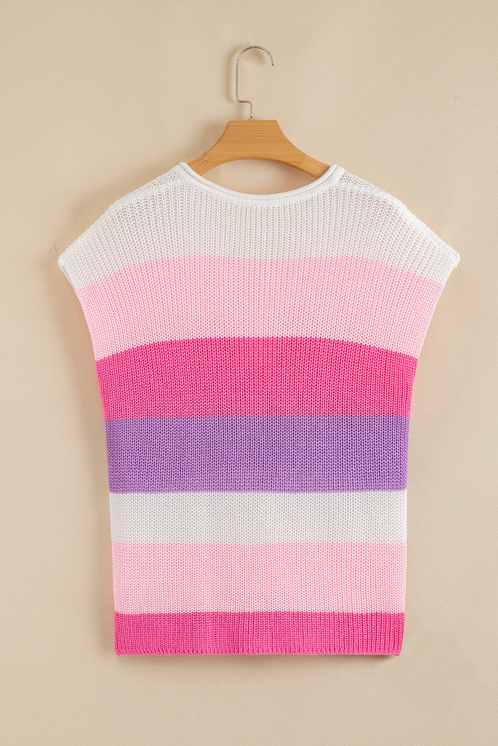 Stripe Colorblock V-Neck Sweater T-Shirt