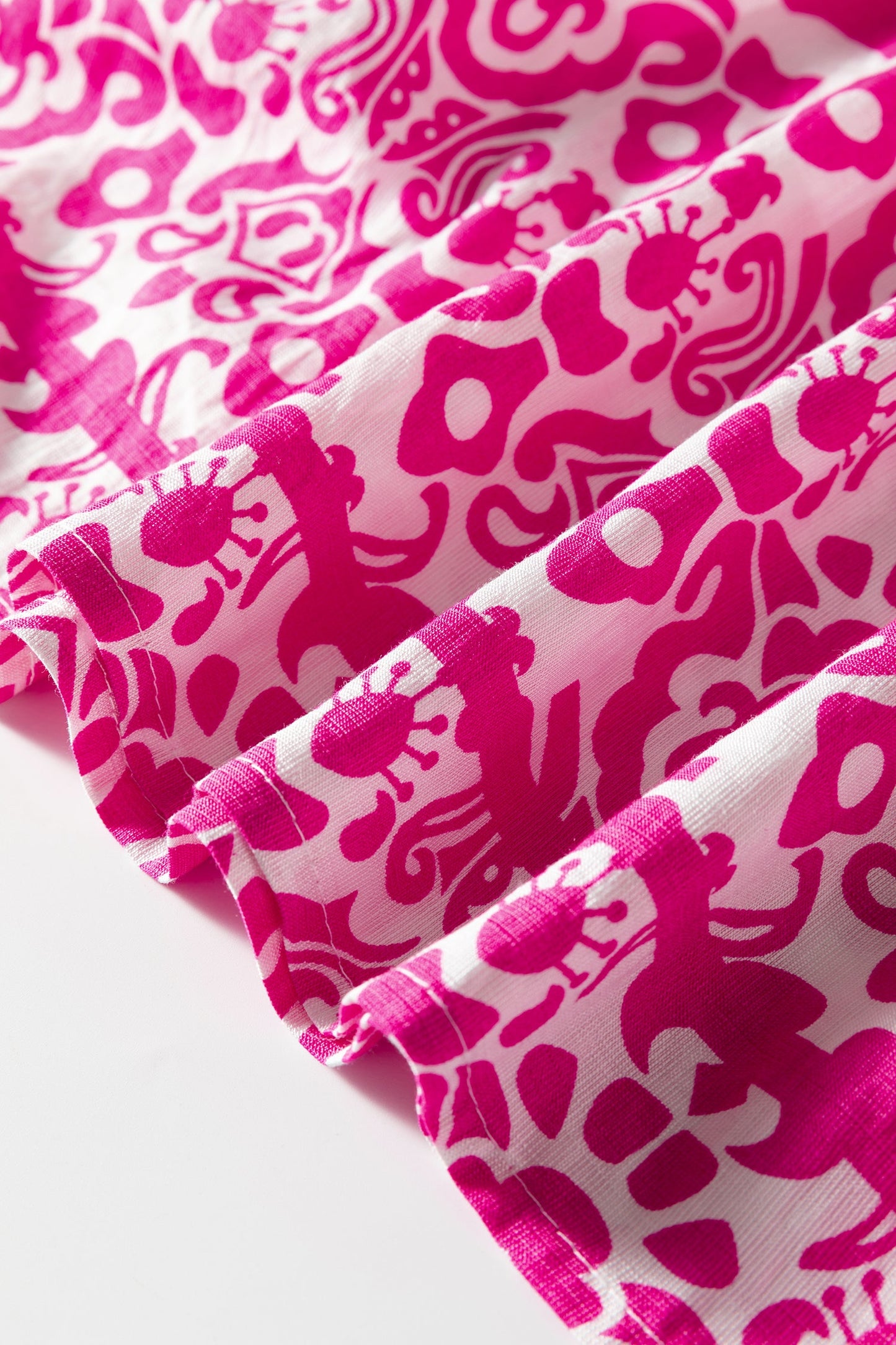 Boho Abstract Contrast Trim V-Neck Flared Dress