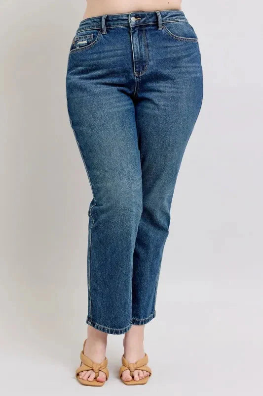 Judy Blue Jeans - Full Size High Waisted Rigid Magic Non-destroy Straight Leg